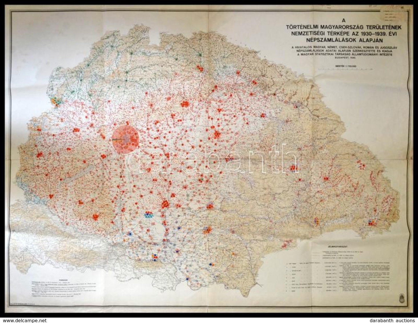 1940 Magyar Nemzetiség Aránya A Történelmi Magyarország Területén Az 1930-1939 Közötti Népszámlálások Adatai Alapján. 1: - Andere & Zonder Classificatie