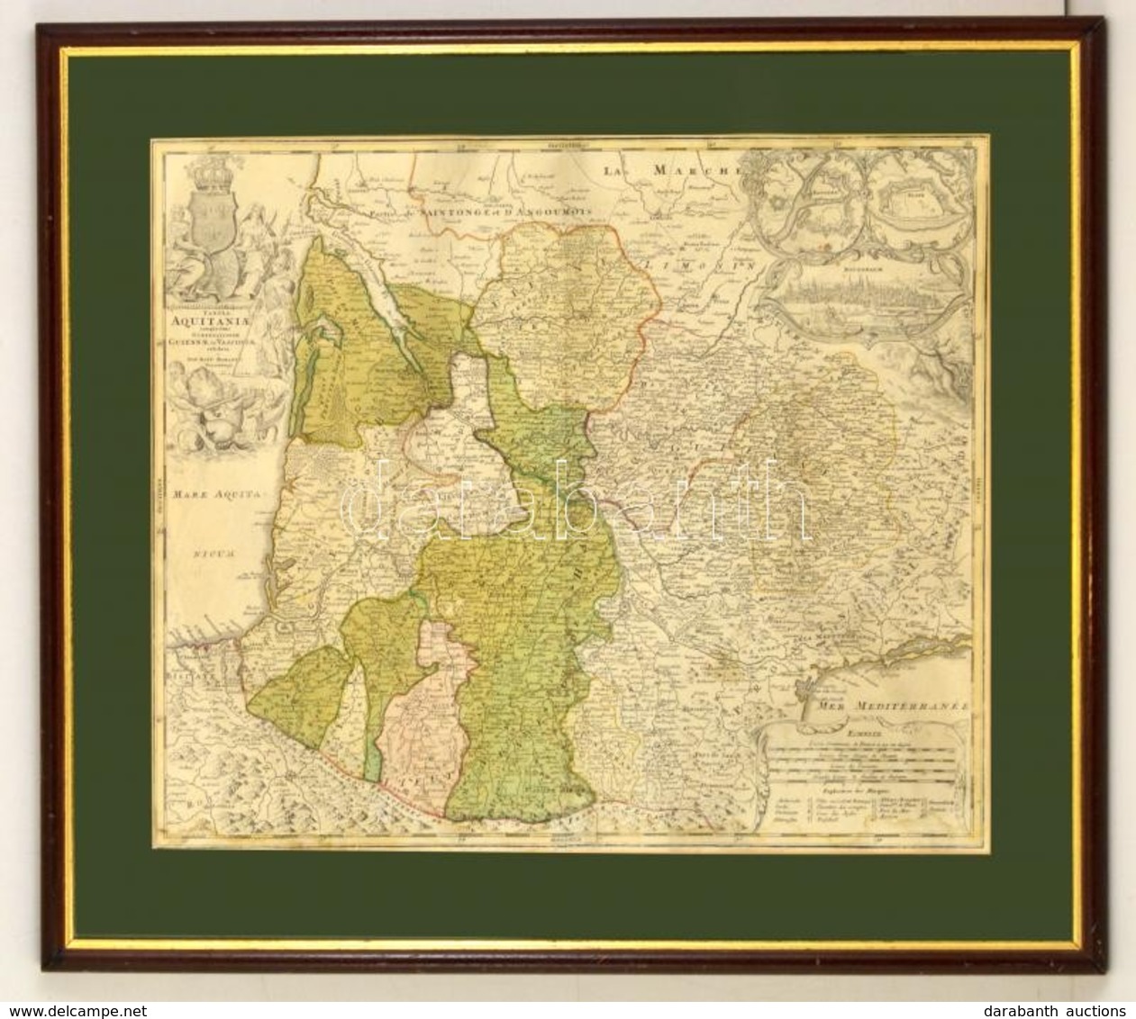 Cca 1700 Johann Baptist Homann (1664-1724): Tabula Aquitaniae Complectens Gubernationem Guiennae Et Vasconiae Exhibita,  - Andere & Zonder Classificatie