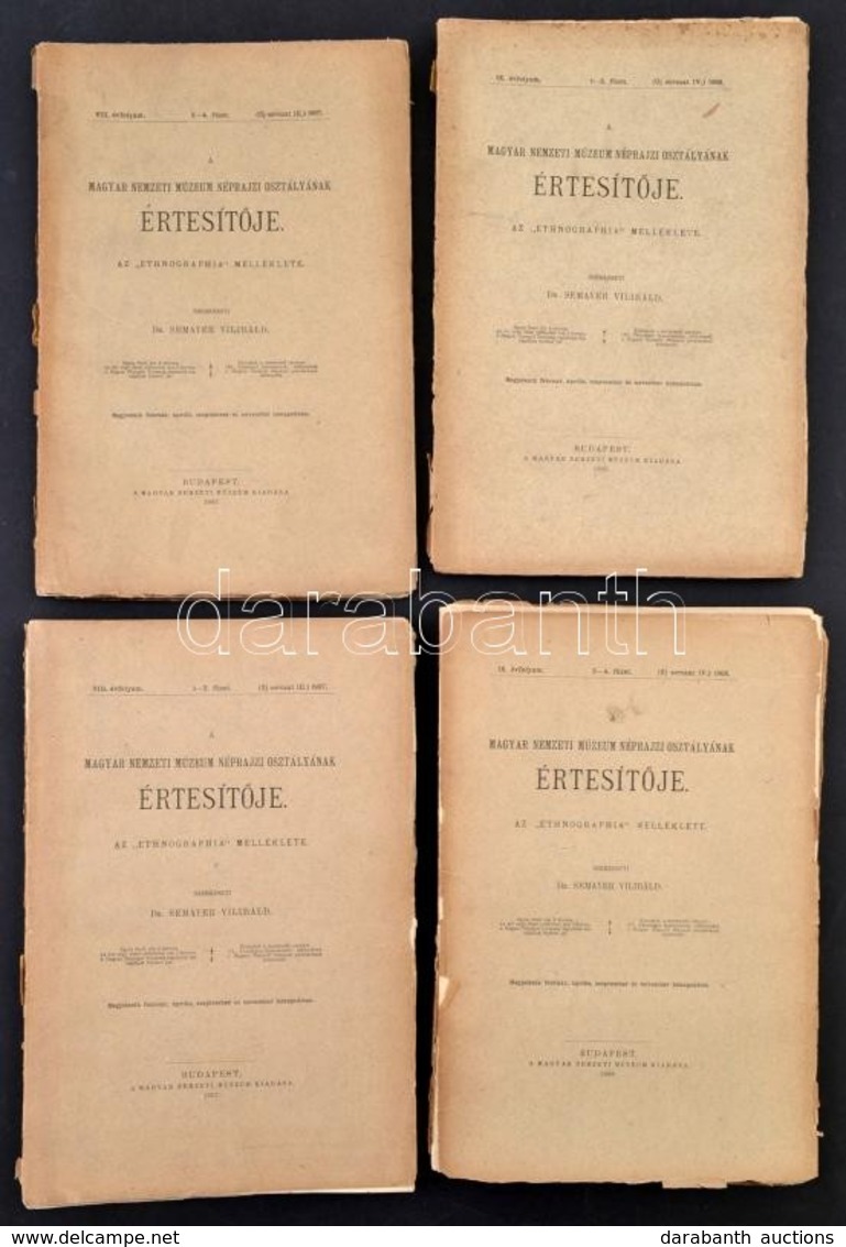 1907-1916 A Magyar Nemzeti Múzeum Néprajzi Osztályának Értesítője. Az 'Ethnographia' Melléklete. 1907-1916, VIII-XVII. é - Zonder Classificatie