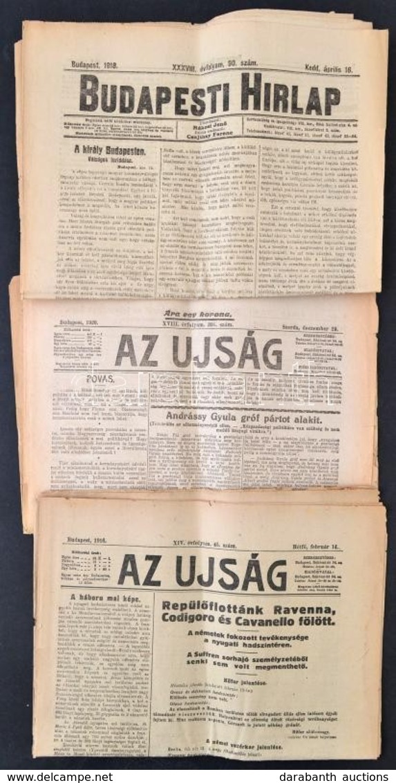 1916-1920 Az Ujság 2 Száma: 1916. Feb. 14. XIV. évf. 45. Sz., 1920. Dec. 29. XVIII. évf. 305. Sz. + Budapesti Hírlap 191 - Ohne Zuordnung