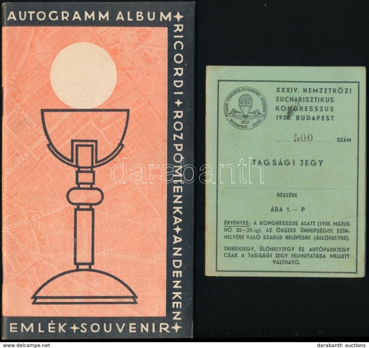 1938 Eucharisztikus Kongresszus Autogramm Album. Kitöltetlen, Nyomdafriss állapot + Tagsági Jegy Helyszínrajzzal. Sorszá - Ohne Zuordnung