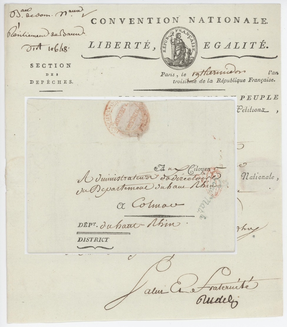 Paris An 3 - 6.8.1793 Convention Nationale, Les Représentants Du Peuple Héraldique Sénéchal 607 - 1701-1800: Précurseurs XVIII