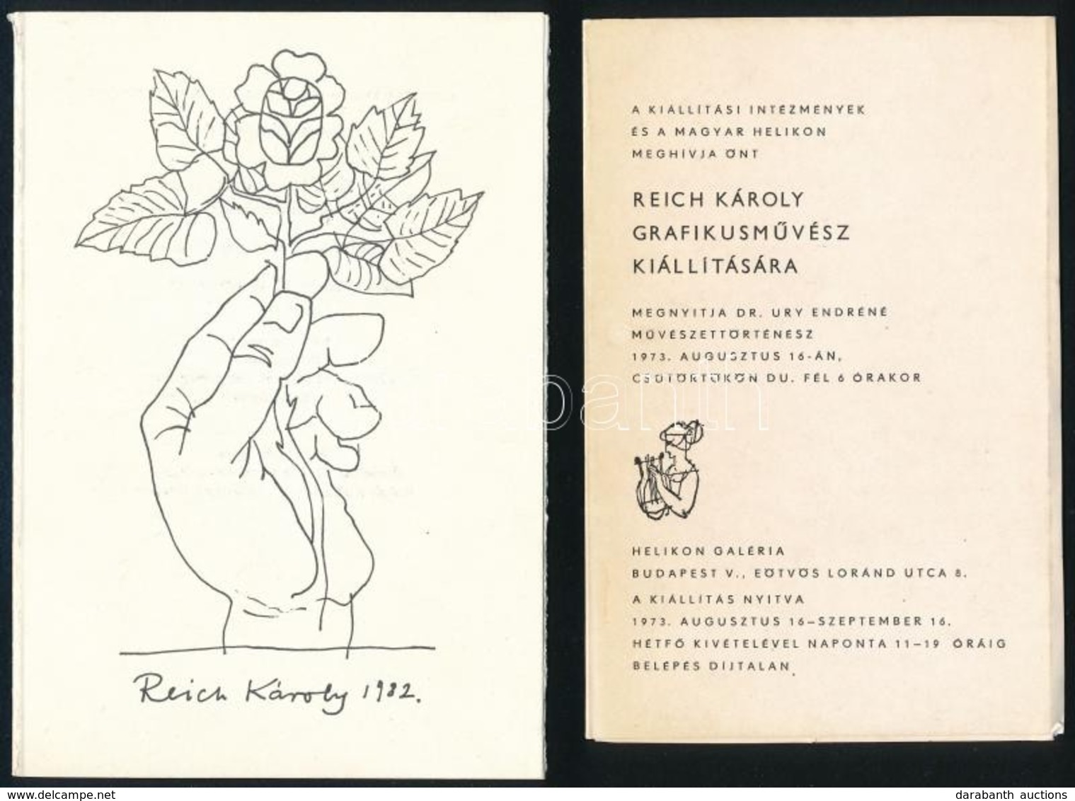 1972-1982 Meghívó Reich Károly Grafikusművész Kiállítására, 2 Db - Non Classés