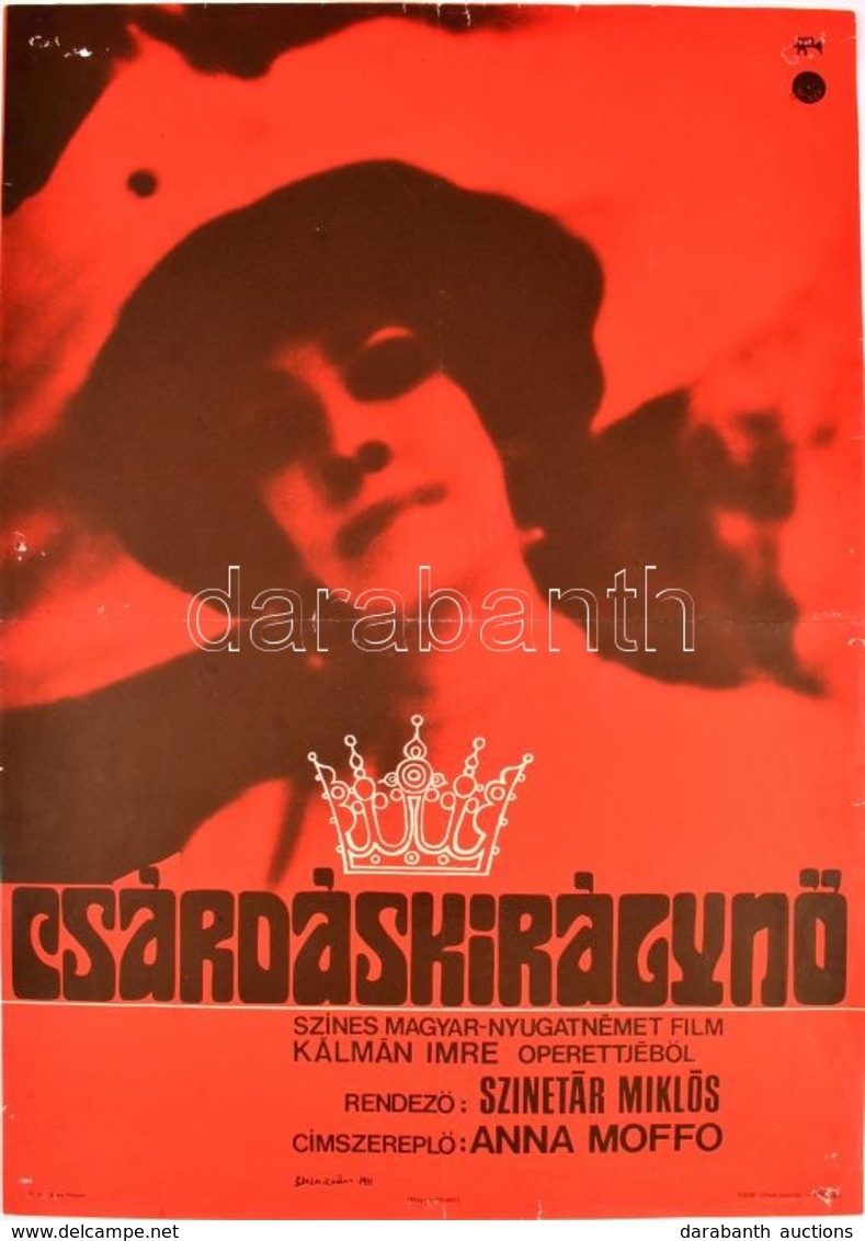 1971 Csárdáskirálynő, Színes Magyar-nyugatnémet Film, Rendező: Szinetár Miklós, Hajtott, Kis Szakadásokkal, 60×40 Cm - Other & Unclassified