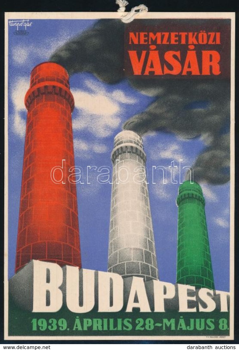 1939 BNV Budapesti Nemzetközi Vásár Ksiplakát. Túri Polgár István Grafikája Kartonon. Athenaeum. Ofszet. 17x24 Cm - Autres & Non Classés