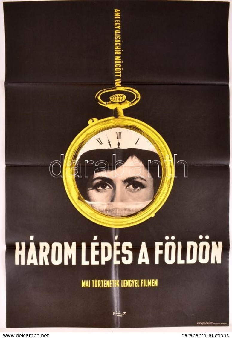 1970 Három Lépés A Földön, Lengyel Film Plakátja, Bálint Endre Montázsa, Hajtogatva, Jó állapotban, 80×56 Cm - Other & Unclassified