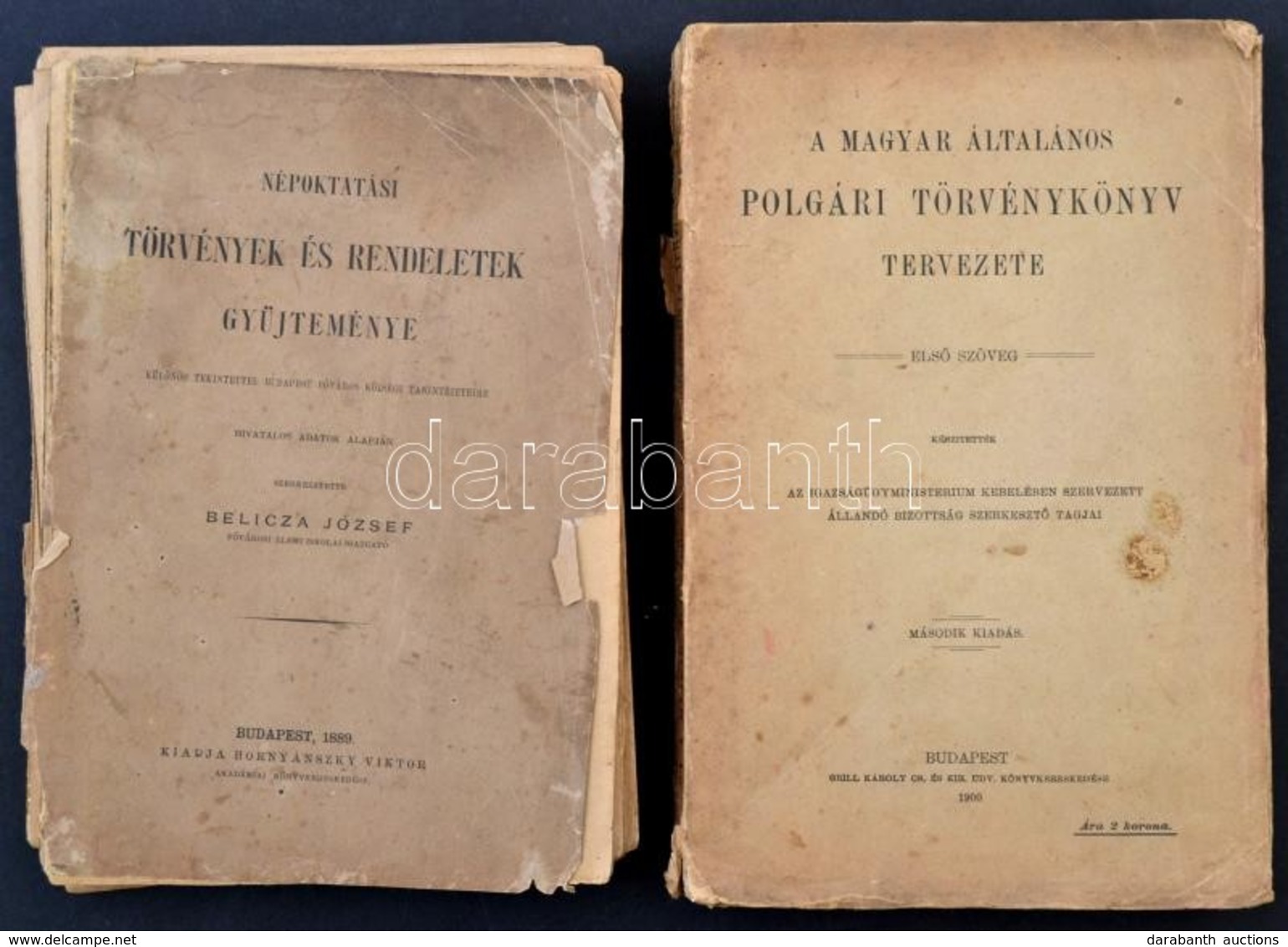 Belicza József: Népoktatási Törvények és Rendeletek Gyűjteménye. Bp., 1889, Hornyánszky Viktor. Kiadói Papírkötés, Felvá - Zonder Classificatie