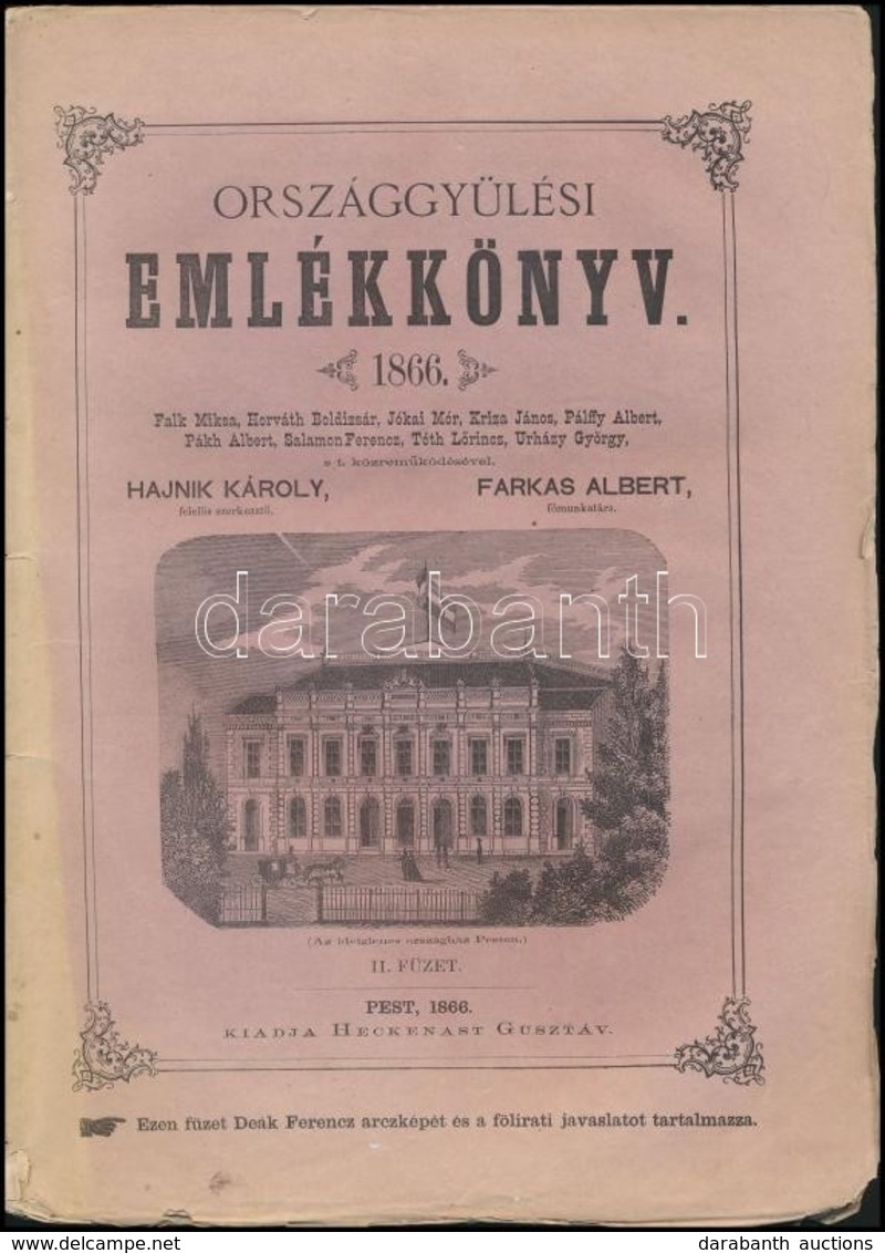 Országgyűlési Emlékkönyv 1866 II. Füzet. Falk Miksa, Jókai Mór, Kriza János, Pálffy Albert... Közreműködésével. Országgy - Zonder Classificatie