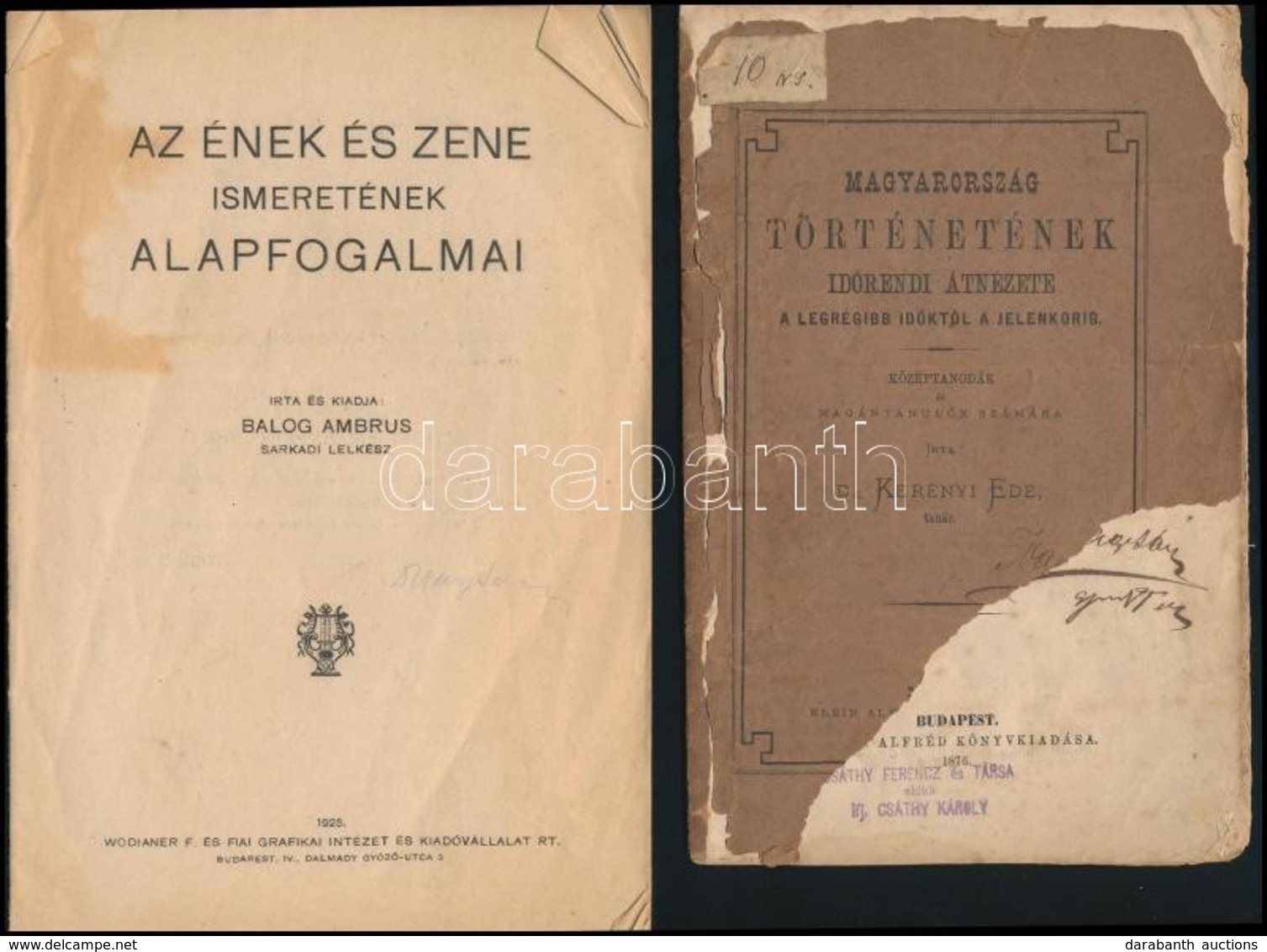 1876-1925 Dr. Kerényi Ede: Magyarország Történetének Időrendi átnézete. Középtanodák és Magántanulók Számára. Bp.,Klein  - Ohne Zuordnung