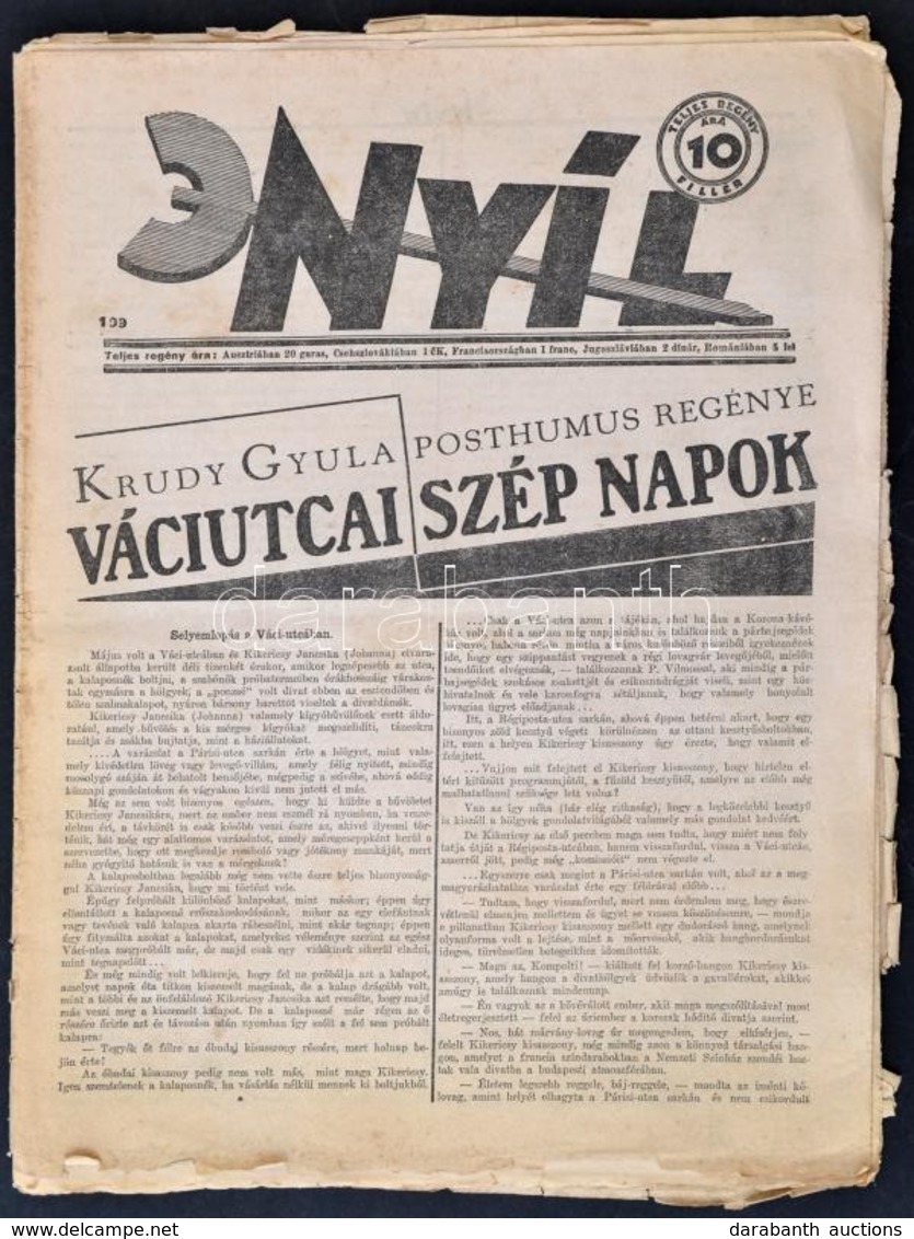 1933 Krúdy Gyula: Váciutcai Szép Napok. - -posthumus Regénye. Bp., Révai, 24 P. Nyíl. Szépirodalmi Hetilap. Szerk: Dr. S - Non Classés