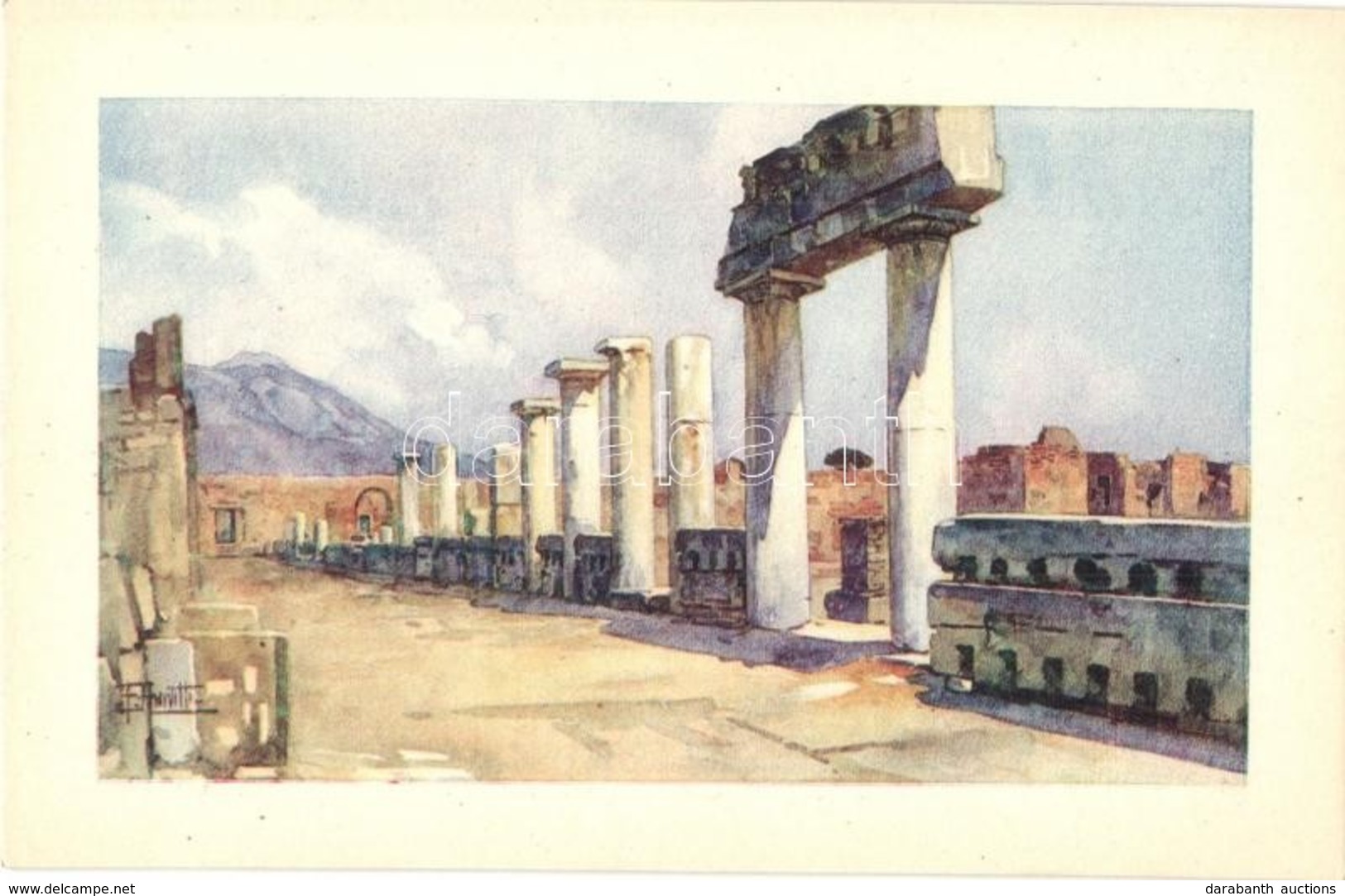 ** 12 Db Régi Olasz Pompeii Művészlap Kiváló állapotban / 12 Pre-1945 Italian Town-view Art Postcards Of Pompeii In Exce - Non Classés