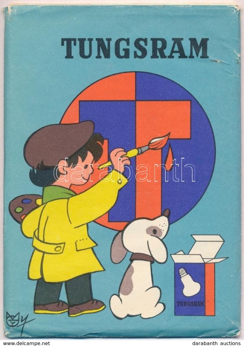 ** Tungsram Kifestős Képelap Leporello Saját Papírtokban 8 Db Képeslappal / Tungsram Coloring Leporello Postcard With 8  - Unclassified