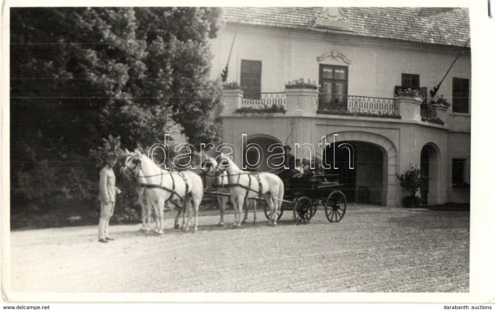 * T3/T4 1944 Bábolna, Szapáry-kastély, Ménesudvar, Hintó. Photo (EM) - Unclassified