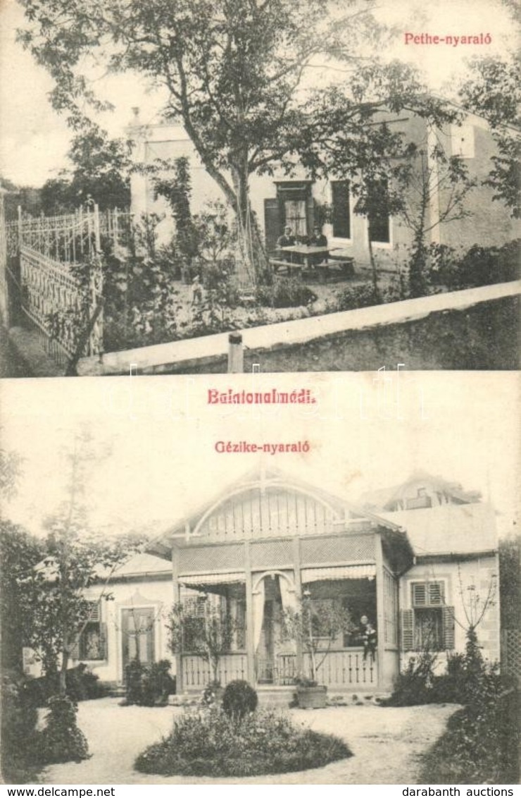 T2/T3 1914 Balatonalmádi, Pethe és Gézike Nyaraló, Villák + 'Balatonalmádi-Öreghegy MÁV' Pecsét (EK) - Unclassified