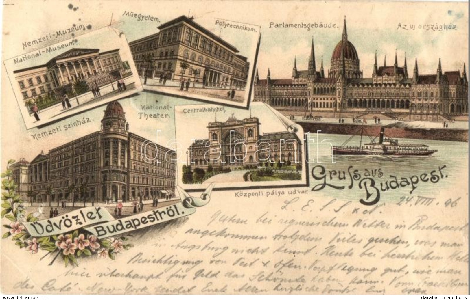 T4 1896 (Vorläufer!!!) Budapest, Nemzeti Múzeum, Műegyetem, Parlament, Országház, Nemzeti Színház, Központi (Keleti) Pál - Zonder Classificatie