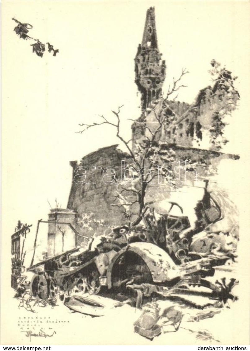 ** T2 Budapest I. Országos Levéltár Romjai; Második Világháború Utáni Romok. Felelős Kiadó: Jánossy Árpád / WWII Destruc - Zonder Classificatie