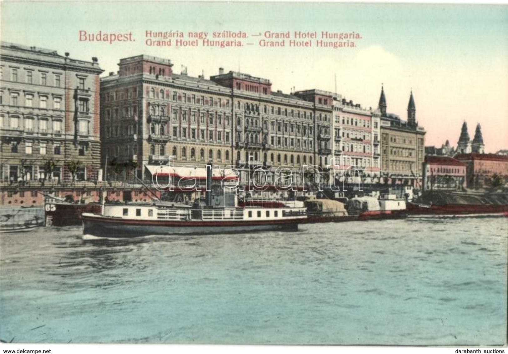 ** T1/T2 Budapest V. Hotel Hungária Szálloda, Gőzhajó, Uszályok - Non Classés