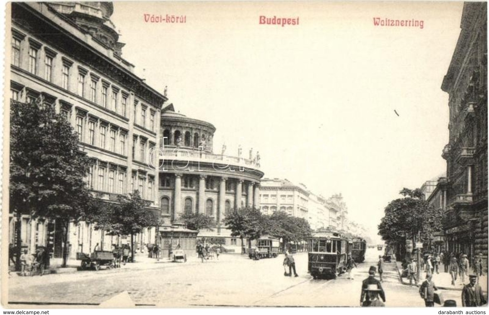 ** T2 Budapest VI. Váci Körút (Bajcsy-Zsilinszky út), Villamosok, Bazilika, Utcaseprő, üzletek - Képeslapfüzetből - Non Classés