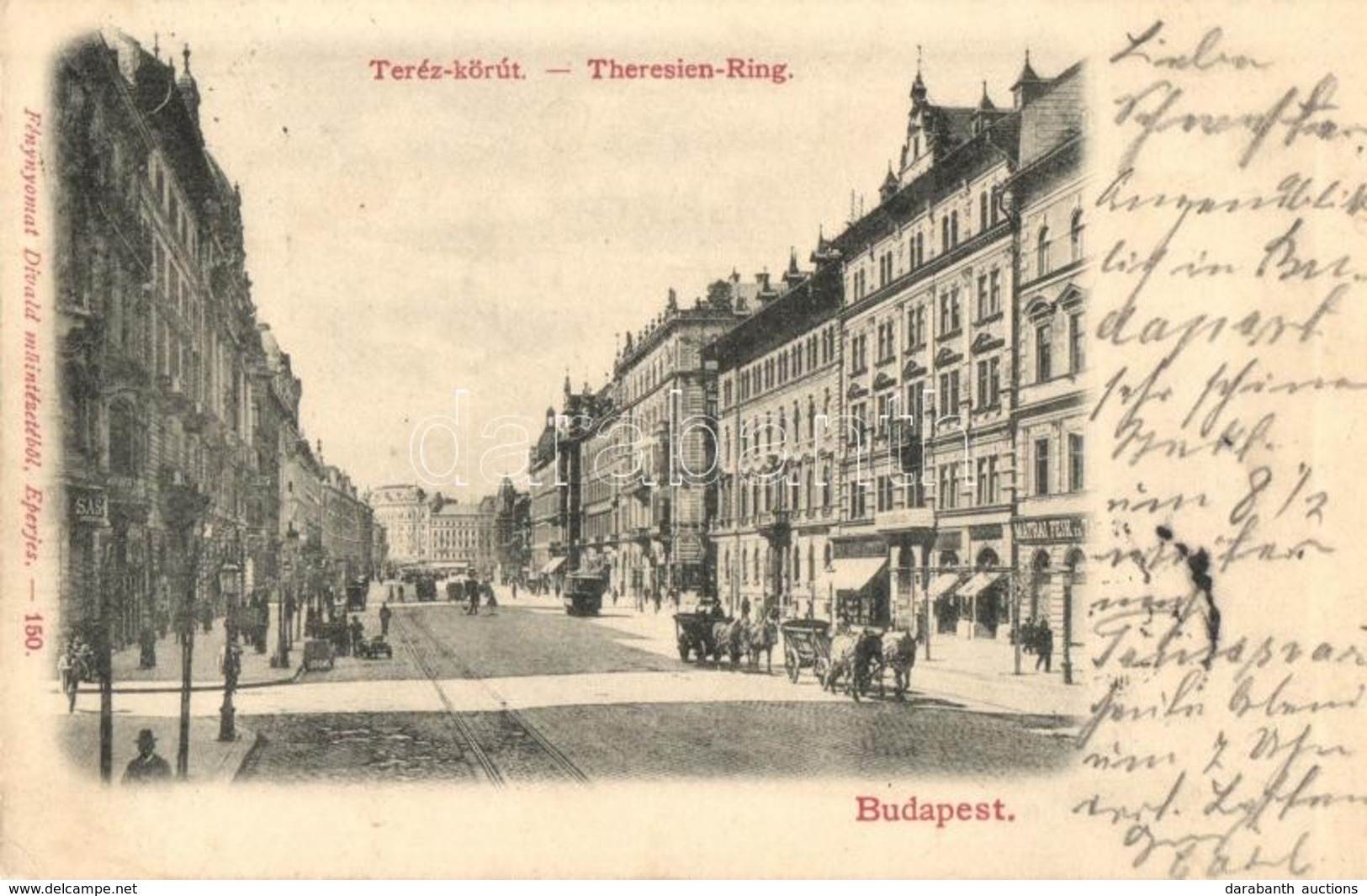 * T2/T3 1900 Budapest VI. Teréz Körút, Mátrai Feik és Társa üzlete, Villamos, Nyugati Pályaudvar. Fénynyomat Divald Műin - Unclassified