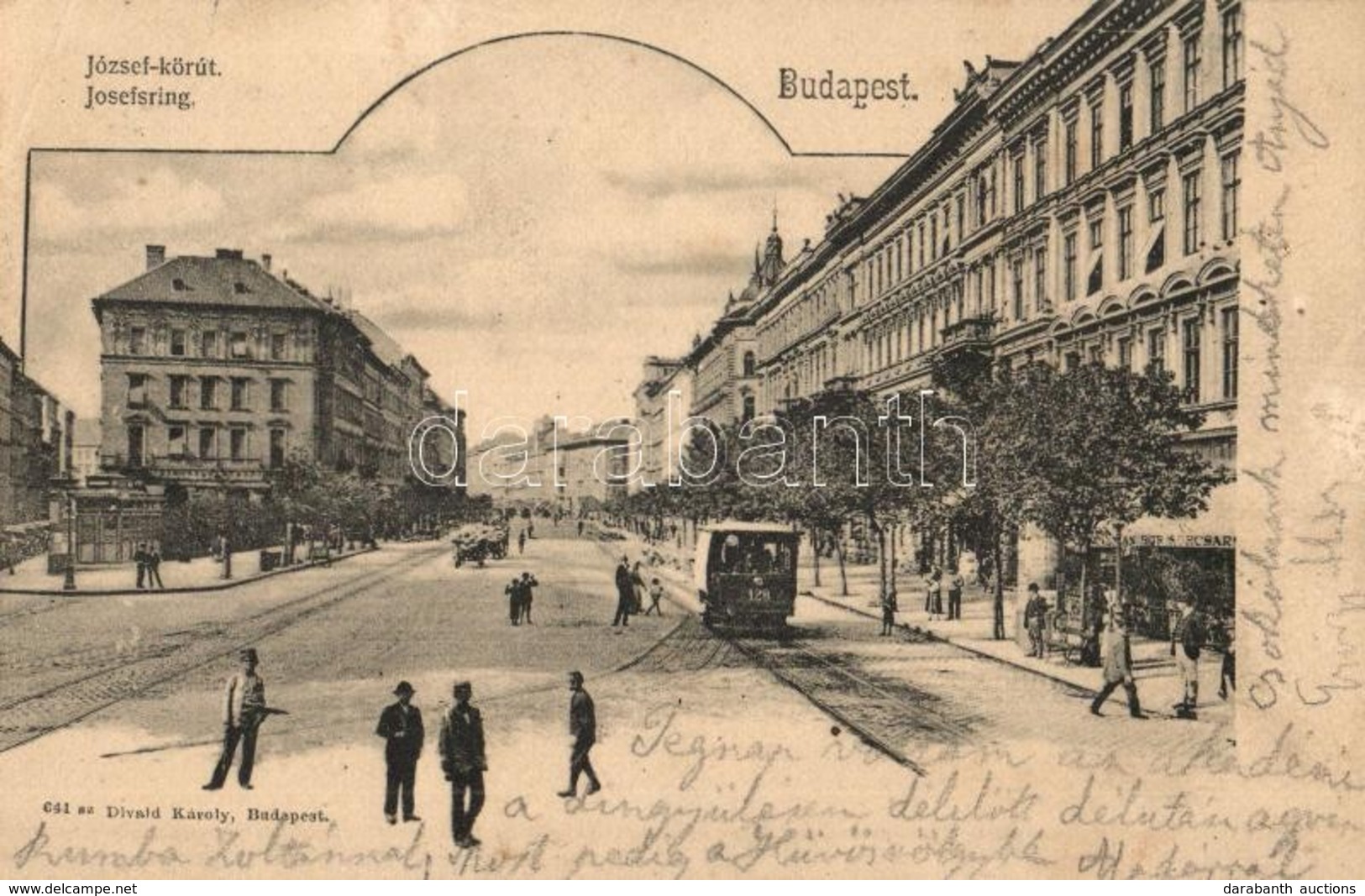 T2/T3 1903 Budapest VIII. József Körút, Villamos, Sörcsarnok, üzletek. Divald Károly 641. Sz. (EK) - Zonder Classificatie