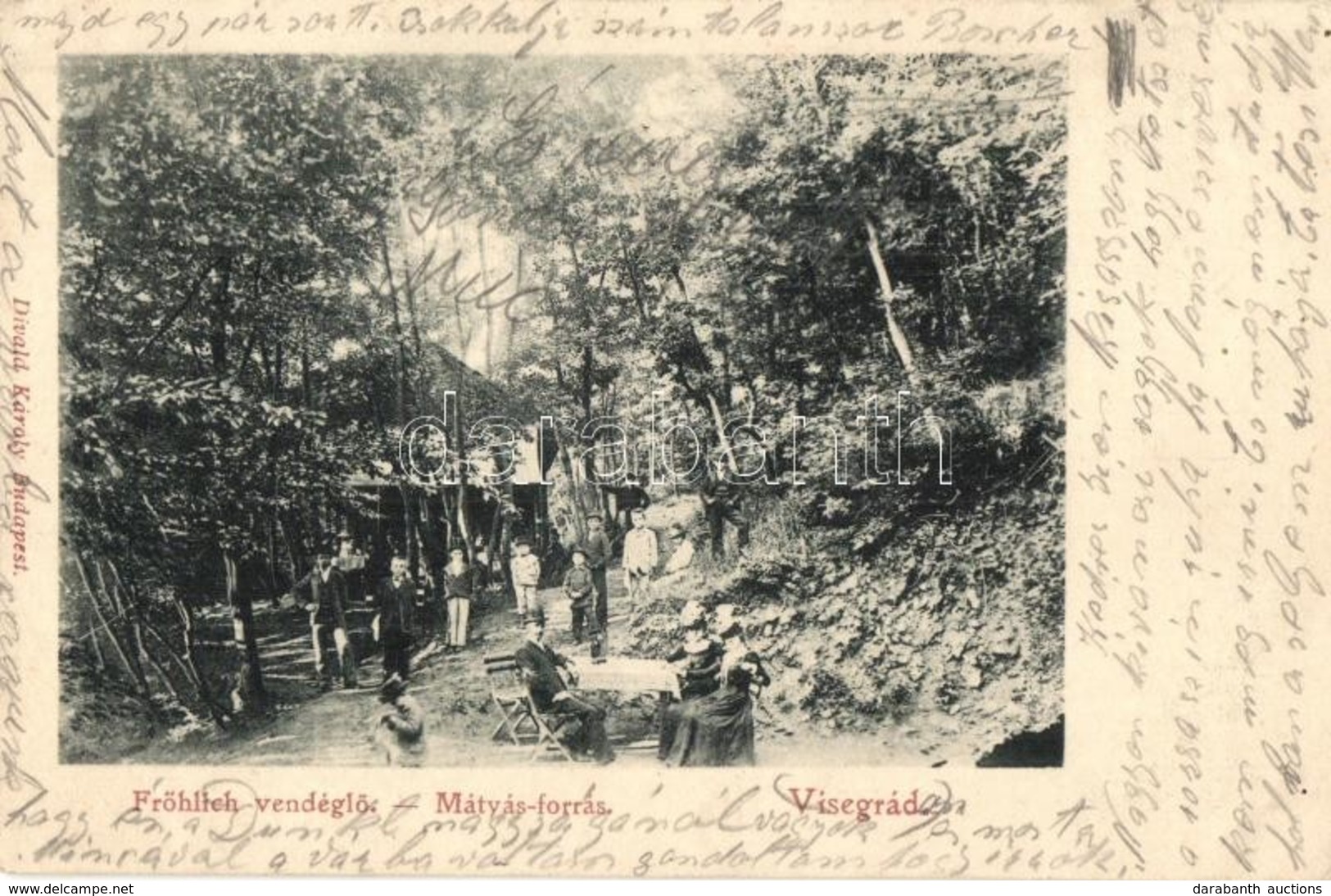 T2 1901 Visegrád, Fröhlich Vendéglő, Mátyás Forrás. Divald Károly - Ohne Zuordnung