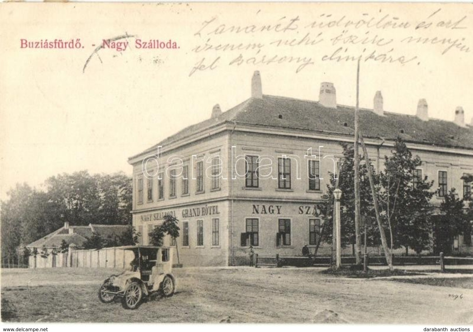 T2 Buziásfürdő, Buzias; Nagy Szálloda / Grand Hotel, Automobile - Non Classés