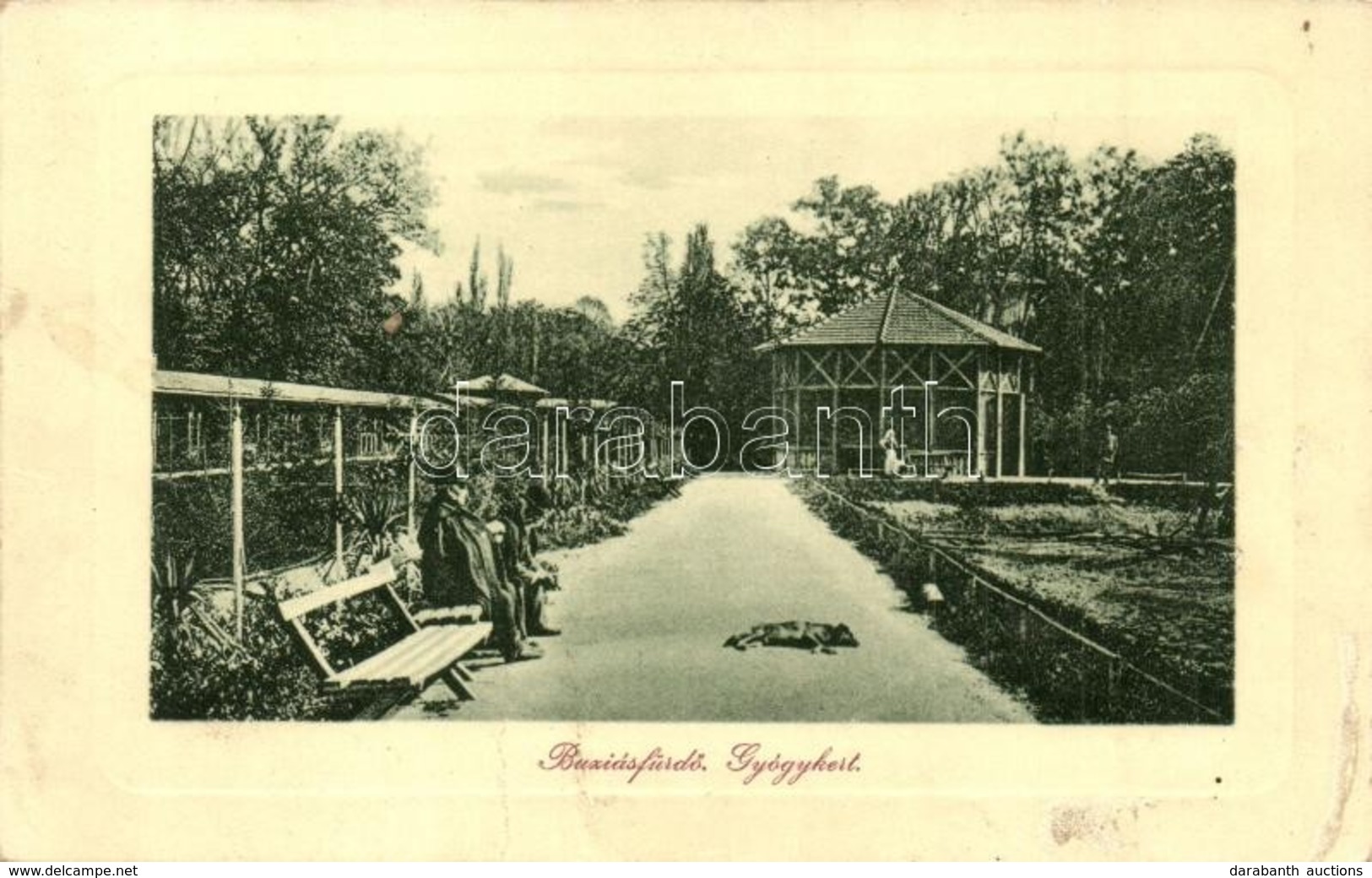 T3 1913 Buziásfürdő, Baile Buzias; Gyógykert. W.L. Bp. 2044. / Kurpark / Spa Garden (fa) - Ohne Zuordnung