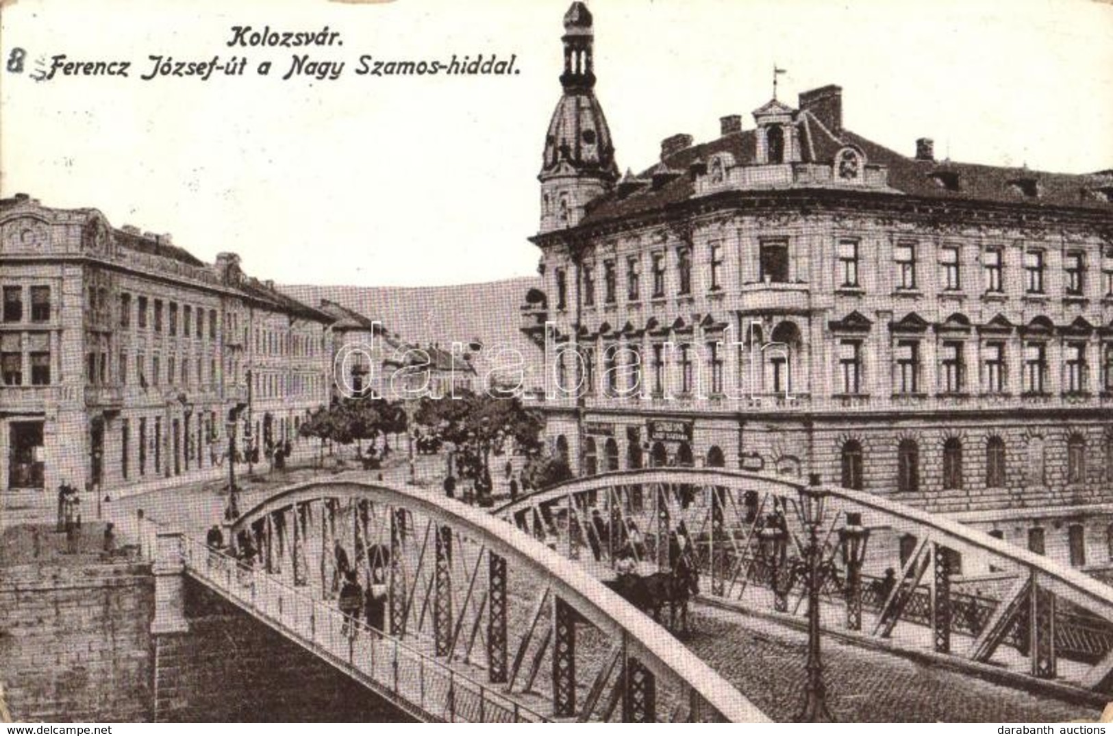 T2/T3 Kolozsvár, Cluj; Ferenc József út, Nagy Szamos Híd, Lisztraktár / Street, Somes Bridge, Flour Store  (EK) - Unclassified