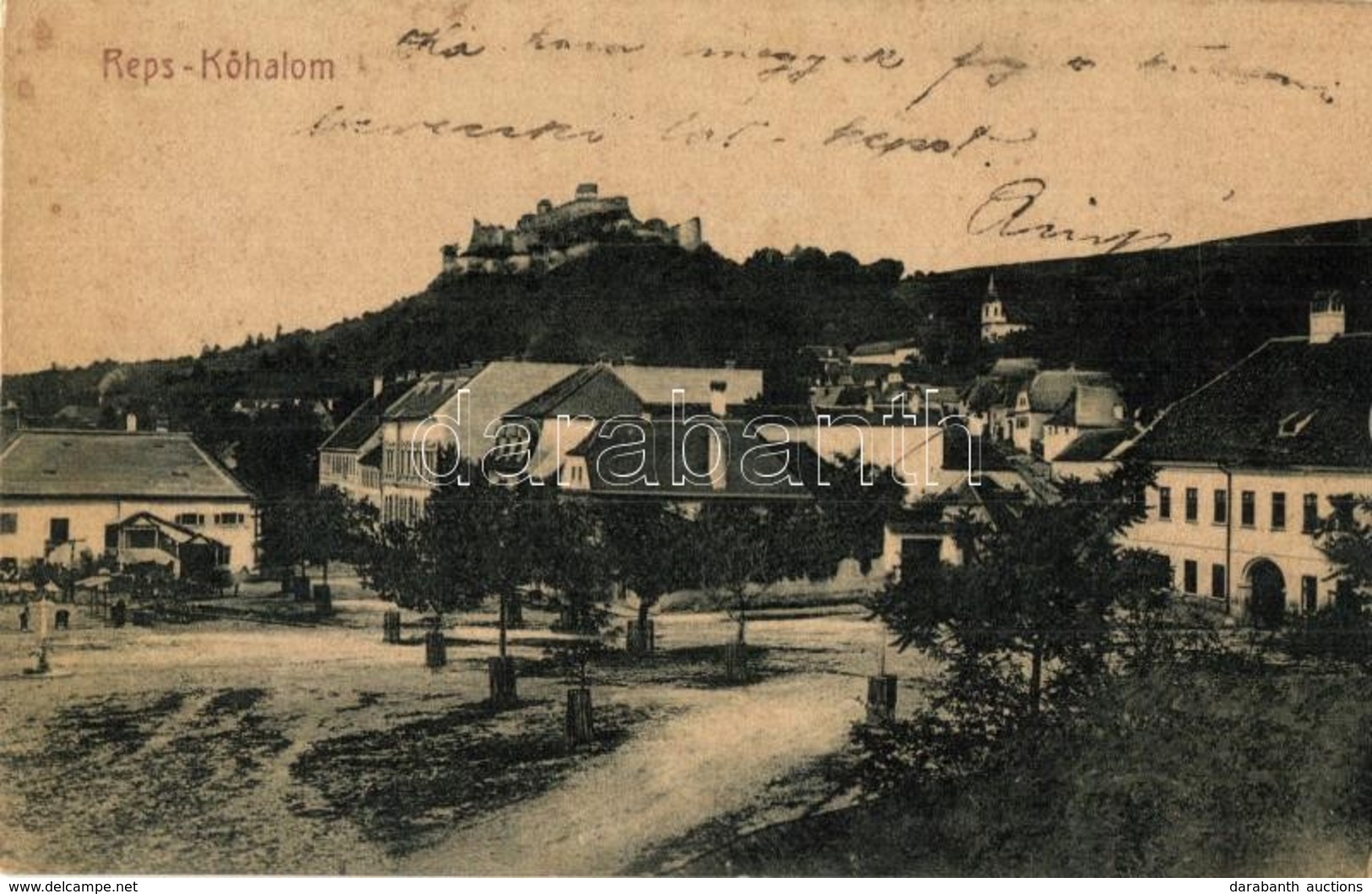 T2/T3 1909 Kőhalom, Reps, Rupea; Utcakép, Vár. W. L. (?) 1777. Kiadja Johanna Gunesch / Cetatea Rupea / Street View, Cas - Ohne Zuordnung