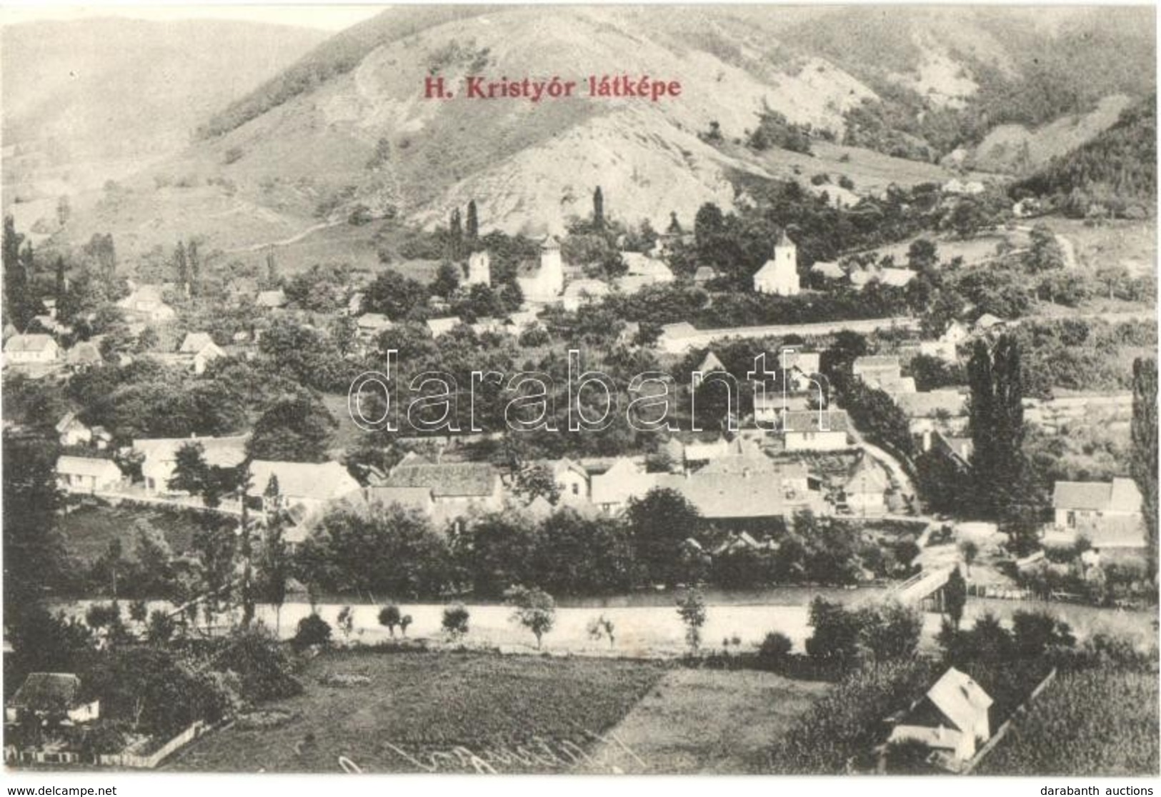 ** T1/T2 Kristyor, Hunyadkristyor, Criscior; Látkép, Templom, Híd. Kiadja Adelmann József / General View, Church, Bridge - Non Classés