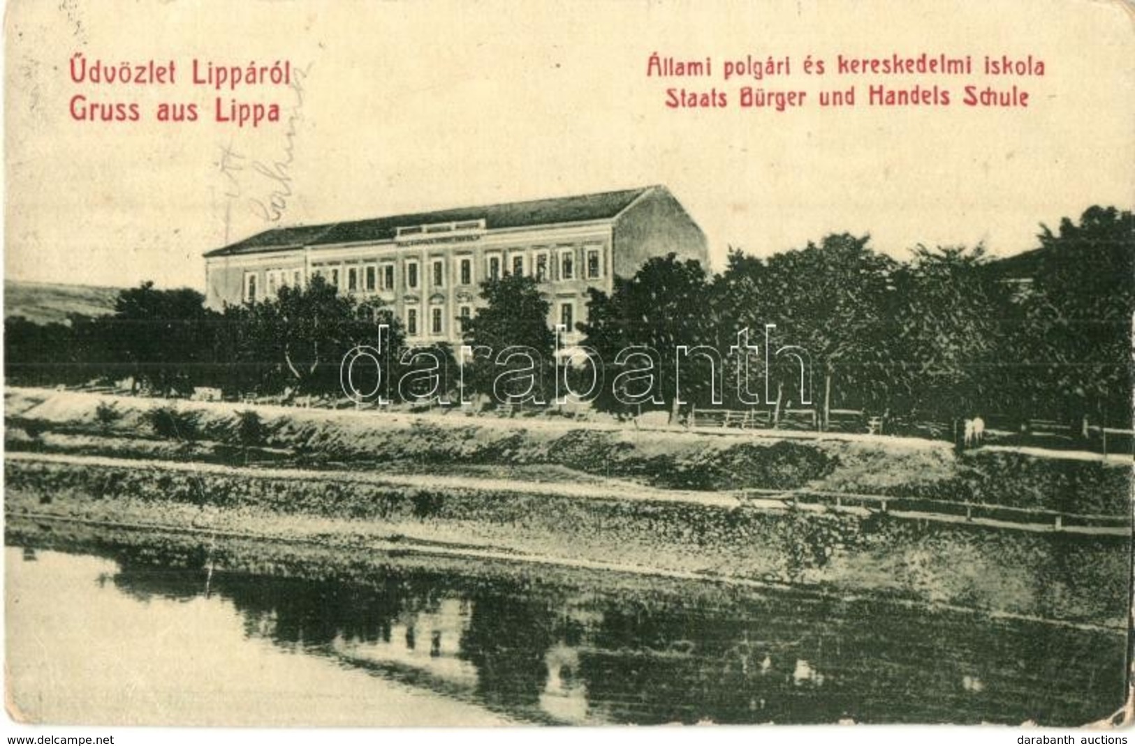 T2/T3 Lippa, Lipova; Állami Polgári és Kereskedelmi Iskola. W.L. Bp. 6156 / School (kopott Sarkak / Worn Corners) - Non Classés