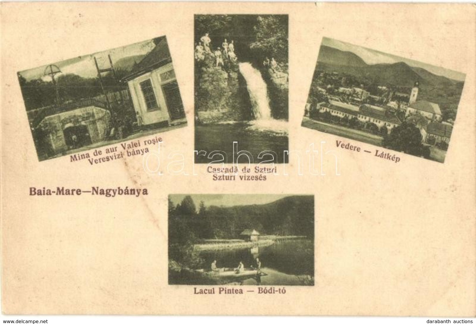 * T2/T3 1907 Nagybánya, Baia-Mare; Veresvizi Bánya, Szturi Vízesés, Látkép, Bódi Tó / Mine, Waterfall, General View, Lak - Ohne Zuordnung