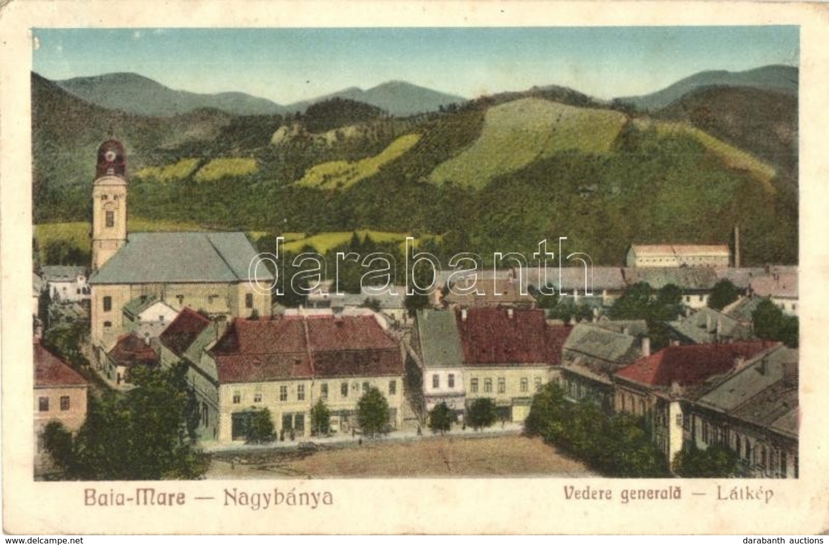 ** T2/T3 Nagybánya, Baia Mare; Látkép, Vajda Márton üzlete / General View, Shop (EK) - Non Classés