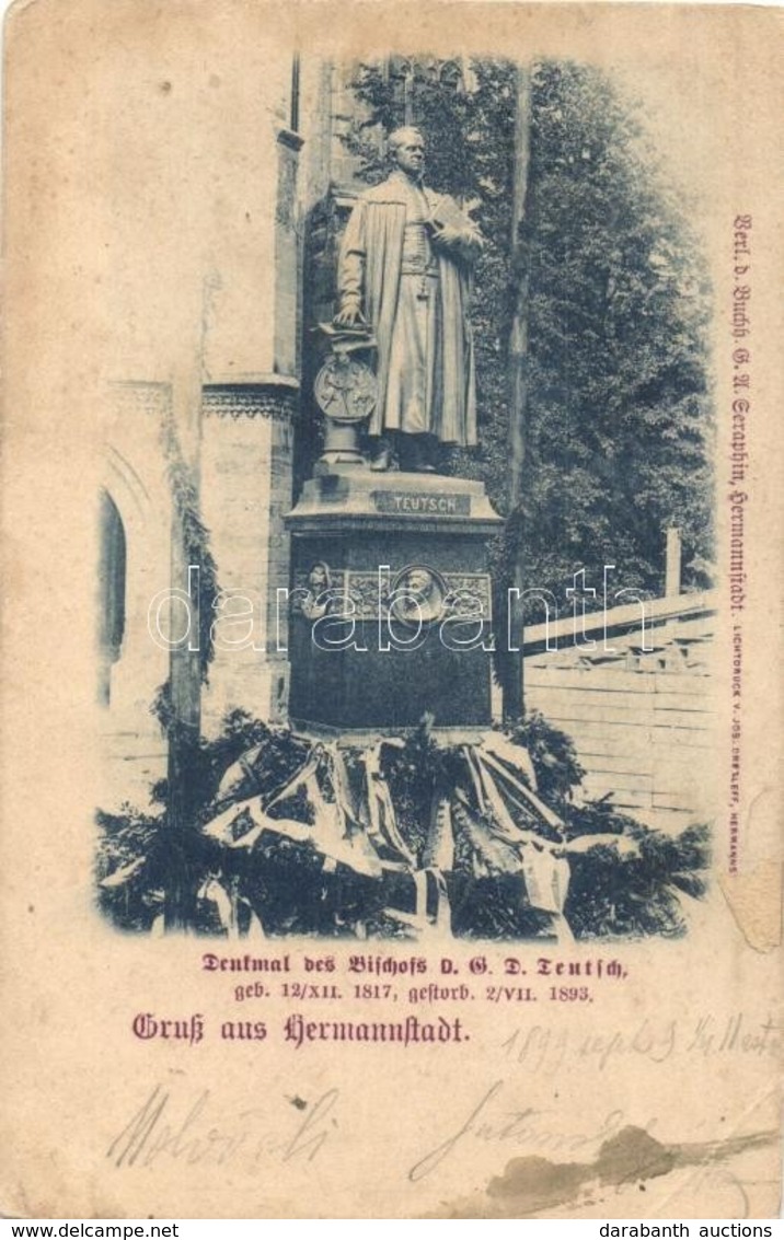 * T2/T3 1899 Nagyszeben, Hermannstadt, Sibiu; Teutsch Püspök Szobra / Denkmal Des Bischofs D.G.D. Teutsch / Bishop's Sta - Ohne Zuordnung