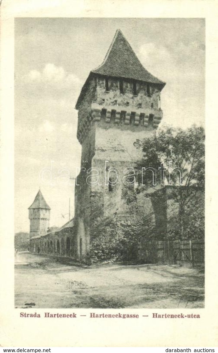 T2/T3 Nagyszeben, Hermannstadt, Sibiu; Harteneck Utca és Torony / Street View With Towers. Krafft & Drotleff (EK) - Ohne Zuordnung