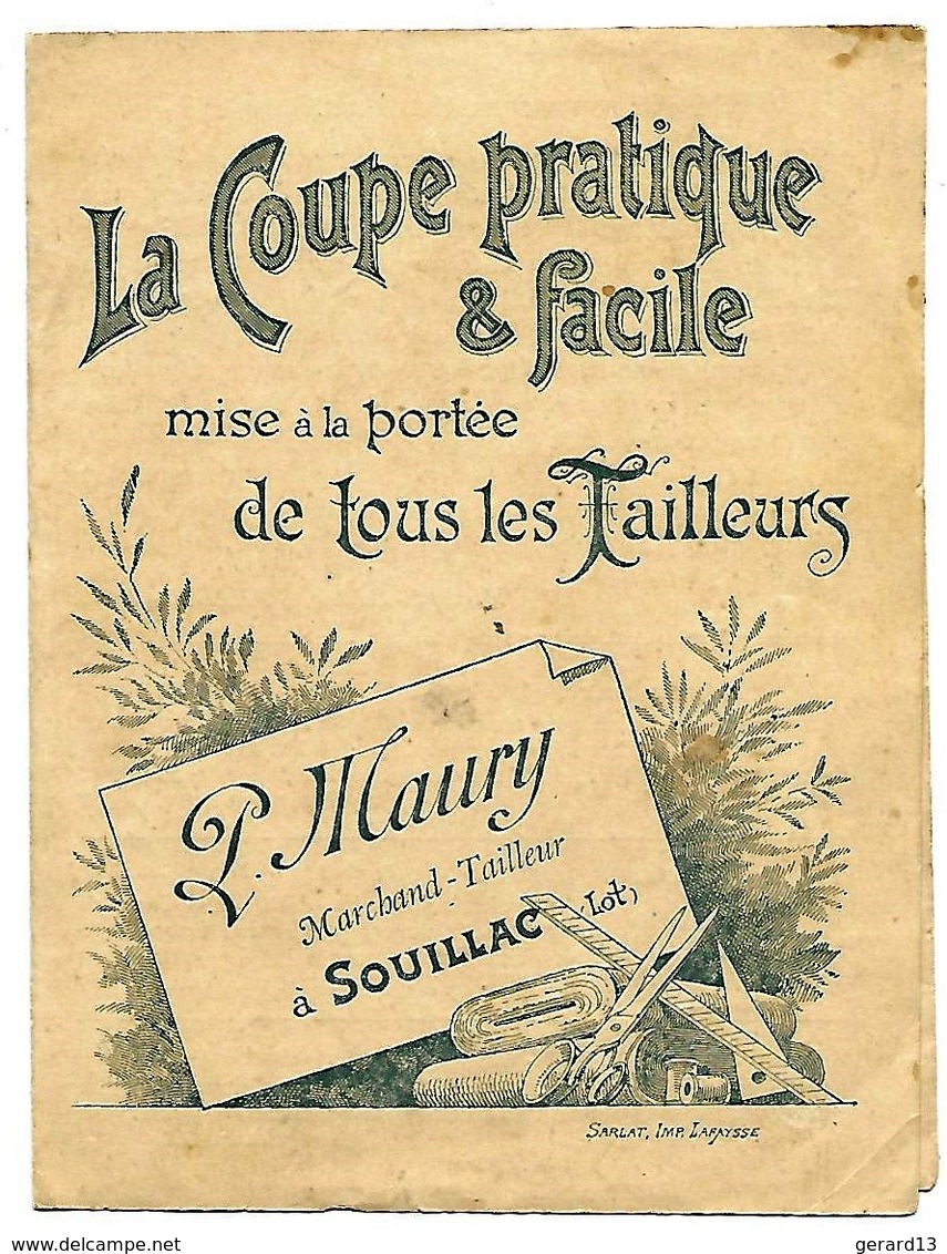 Tarifs Publicitaires Tailleurs P. MAURY Marchand Tailleur à SOUILLAC LOT De 1896 Format 10/14 - 1800 – 1899