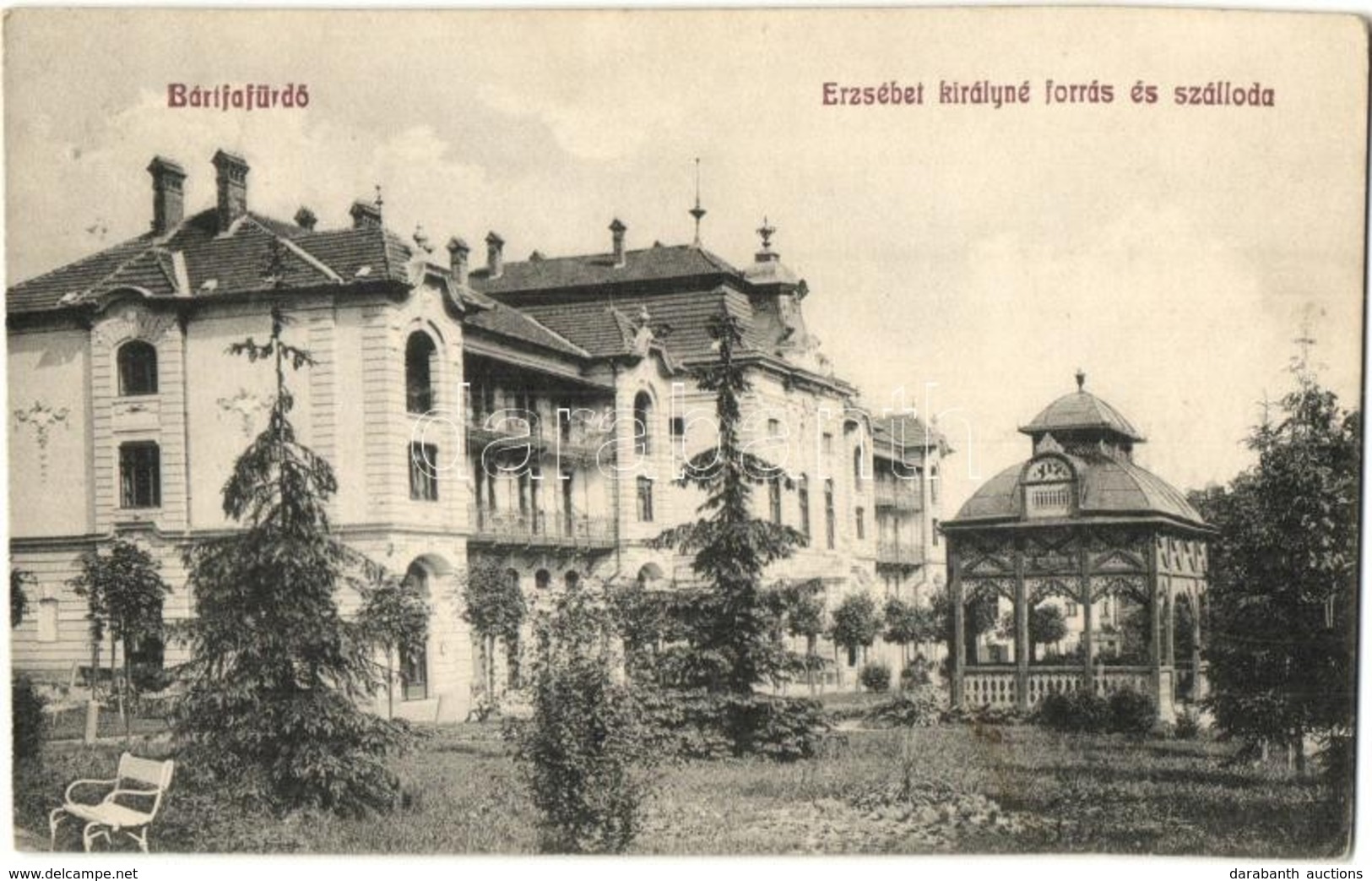 T2/T3 Bártfa, Bardejovské Kúpele, Bardiov; Erzsébet Királyné Forrás és Szálloda. Kiadó Horovitz 40. / Spa Hotel, Thermal - Non Classés