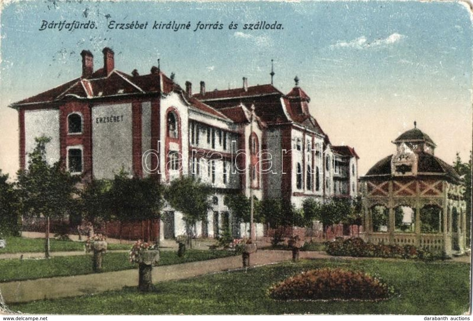 T3 Bártfa, Bardejovské Kúpele, Bardiov; Erzsébet Királyné Forrás és Szálloda. Neumann Viktor Kiadása / Spa Hotel, Therma - Unclassified