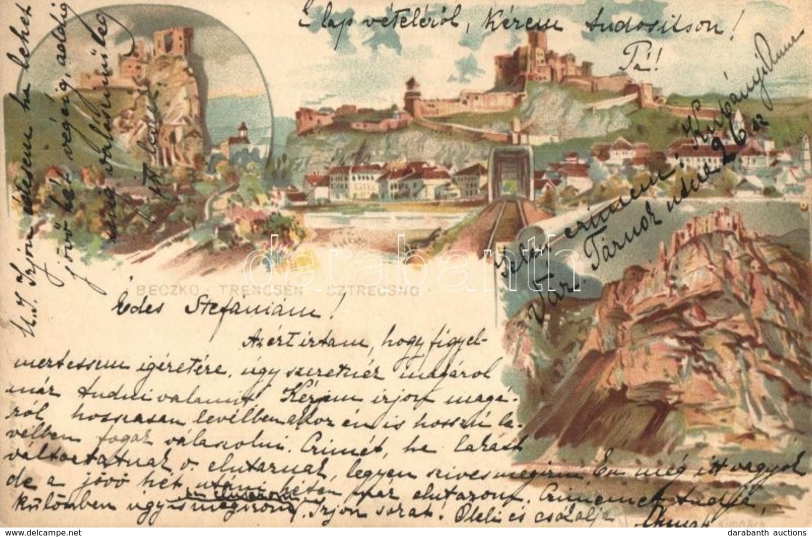 T2/T3 1899 Beckó, Trencsén, Sztrecsnó Vár, Kastély. Ezredéves Országos Kiállítás / Beckov, Trencín, Strecno Castles. Art - Unclassified