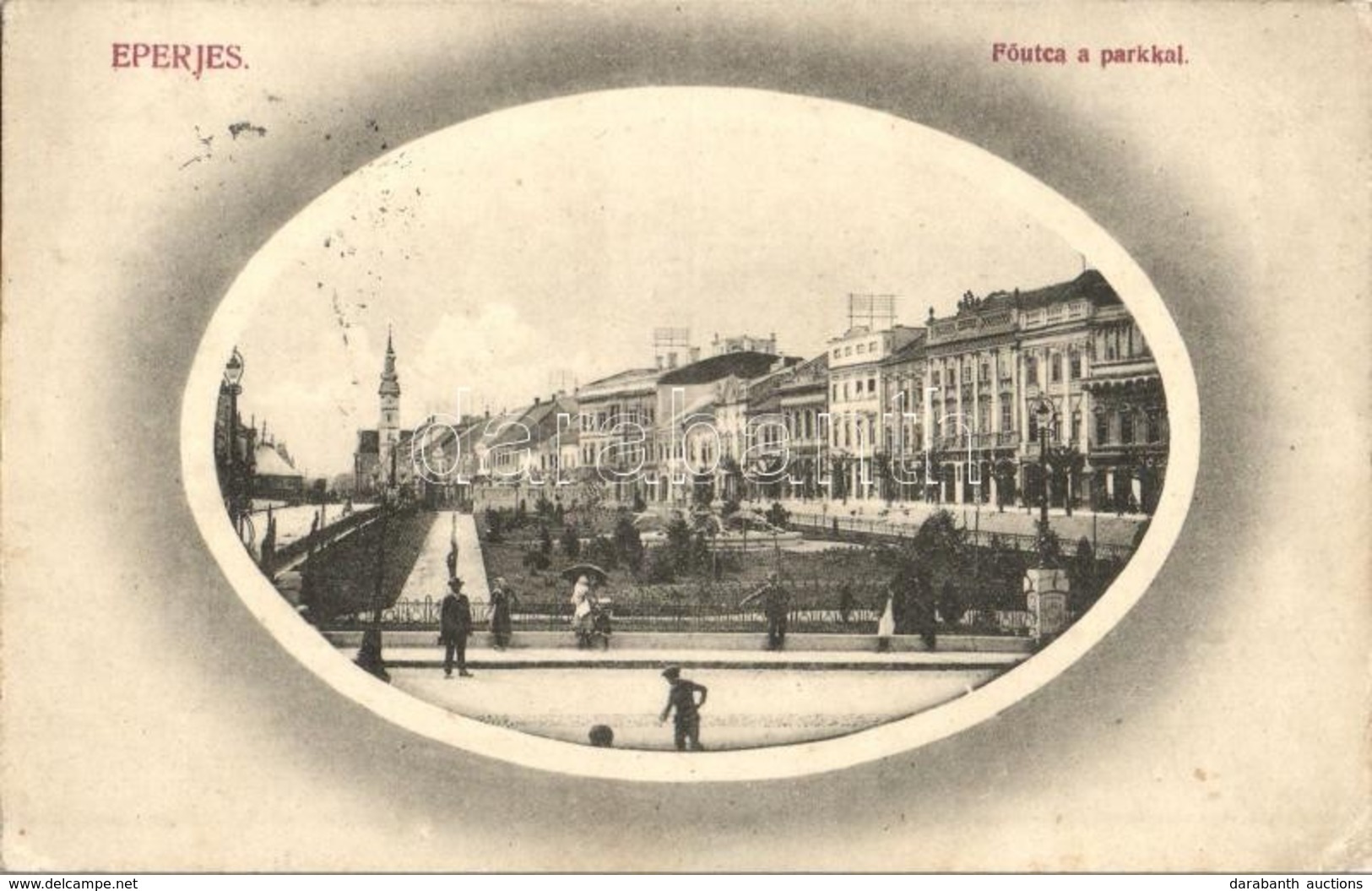 T2 1913 Eperjes, Presov; Fő Utca és Park. Divald Károly / Main Street With Park - Non Classés