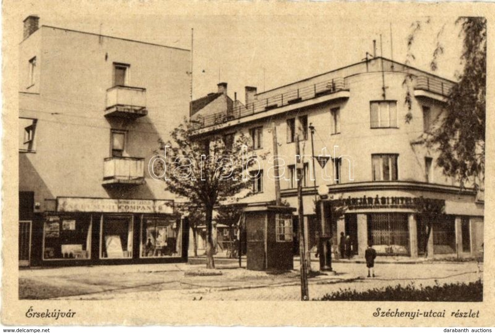 T2/T3 Érsekújvár, Nové Zamky; Széchenyi Utca, Járási Hitelszövetkezet / Street View With Shop And Credit Union (EK) - Unclassified