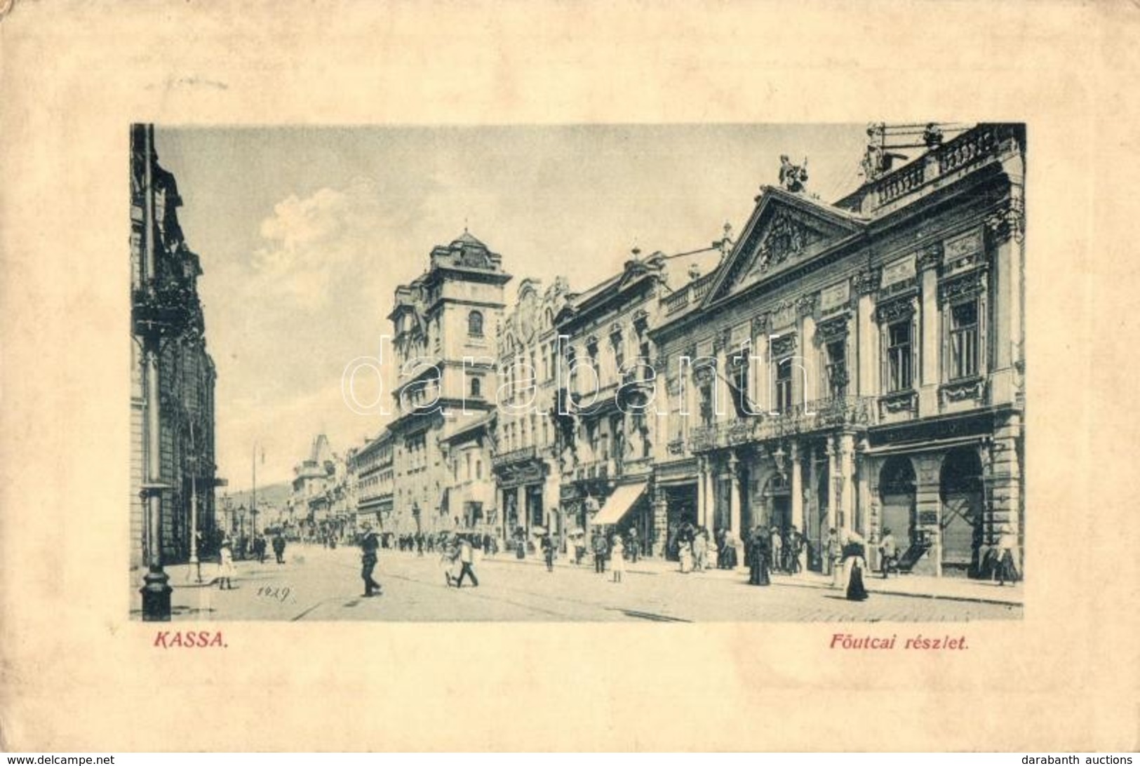 T2/T3 1912 Kassa, Kosice; Fő Utca, Városháza, üzletek. W. L. Bp. 6209. / Main Street, Town Hall, Shops (EK) - Non Classés