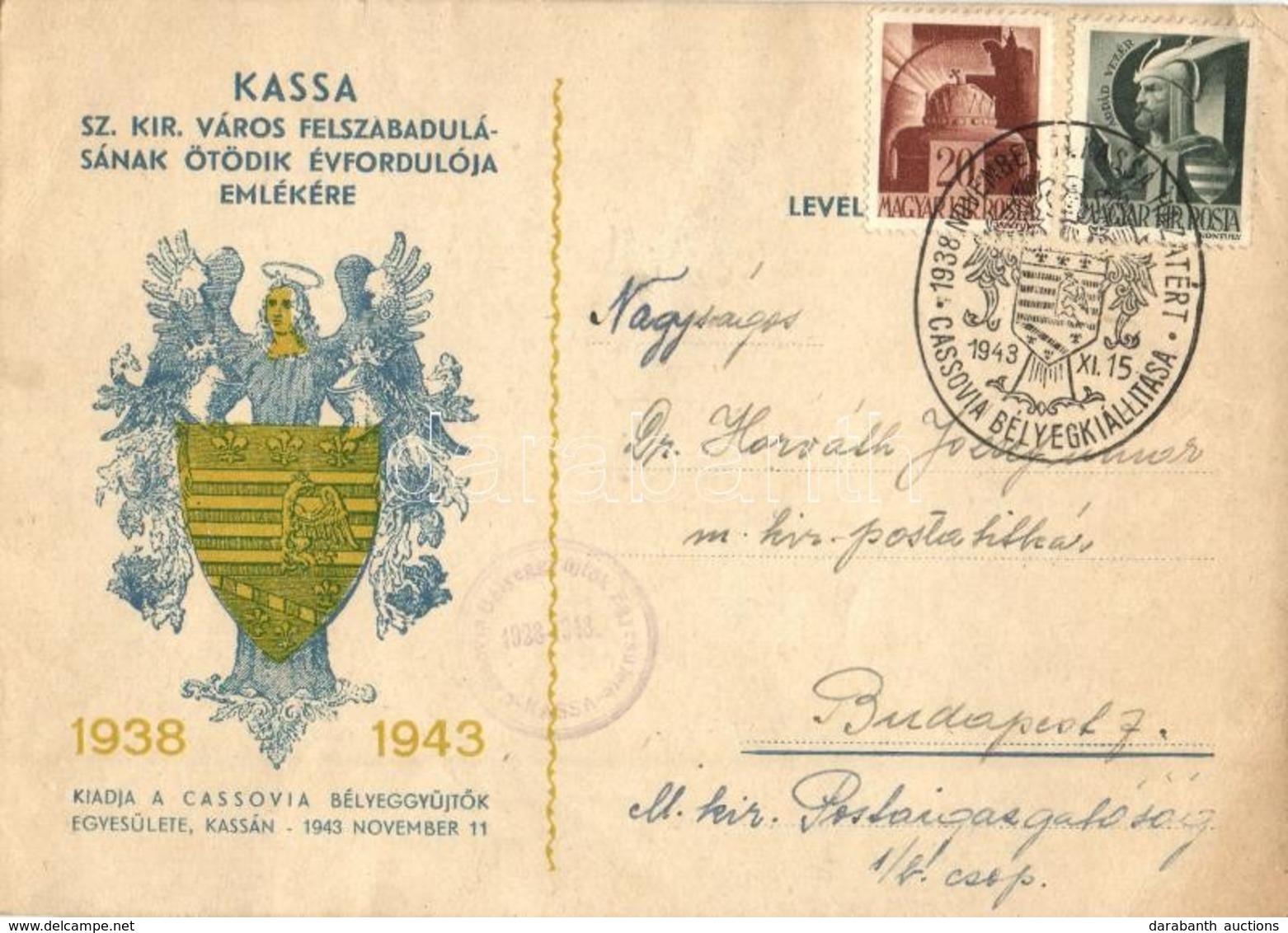 T2/T3 1938-1943 Kassa, Kosice; Sz. Kir. Város Felszabadulásának ötödik évfordulója Emlékére. Kiadja A Cassovai Bélyeggyű - Unclassified