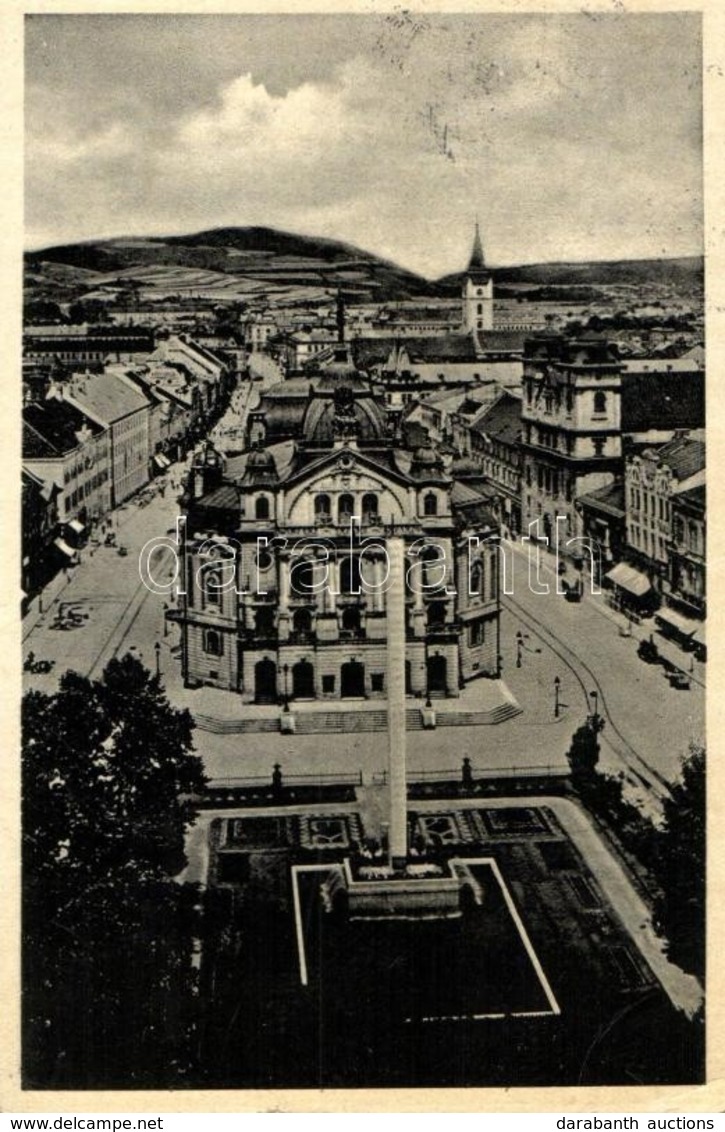 T2/T3 Kassa, Színház, Zászló Obeliszk / Theatre, Flag Obelisk 'vissza' So. Stpl (EK) - Unclassified