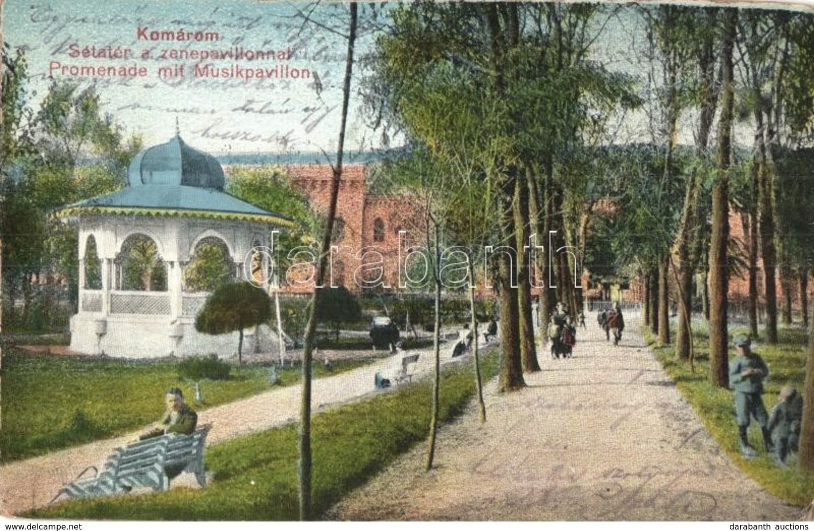 T2/T3 1917 Komárom, Komárno; Sétatér, Zenepavilon / Promenade, Music Pavilion (EK) - Zonder Classificatie