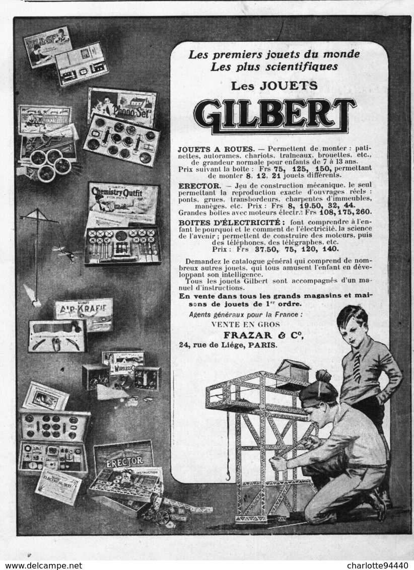 PUB  JOUETS " GILBERT "  1922 ( 1 ) - Autres & Non Classés