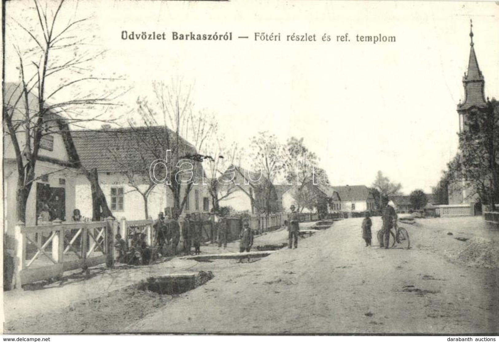 * T1/T2 Barkaszó, Barkasovo; Fő Tér, Református Templom, Szövetkezeti üzlet / Main Square, Calvinist Church, Cooperative - Zonder Classificatie