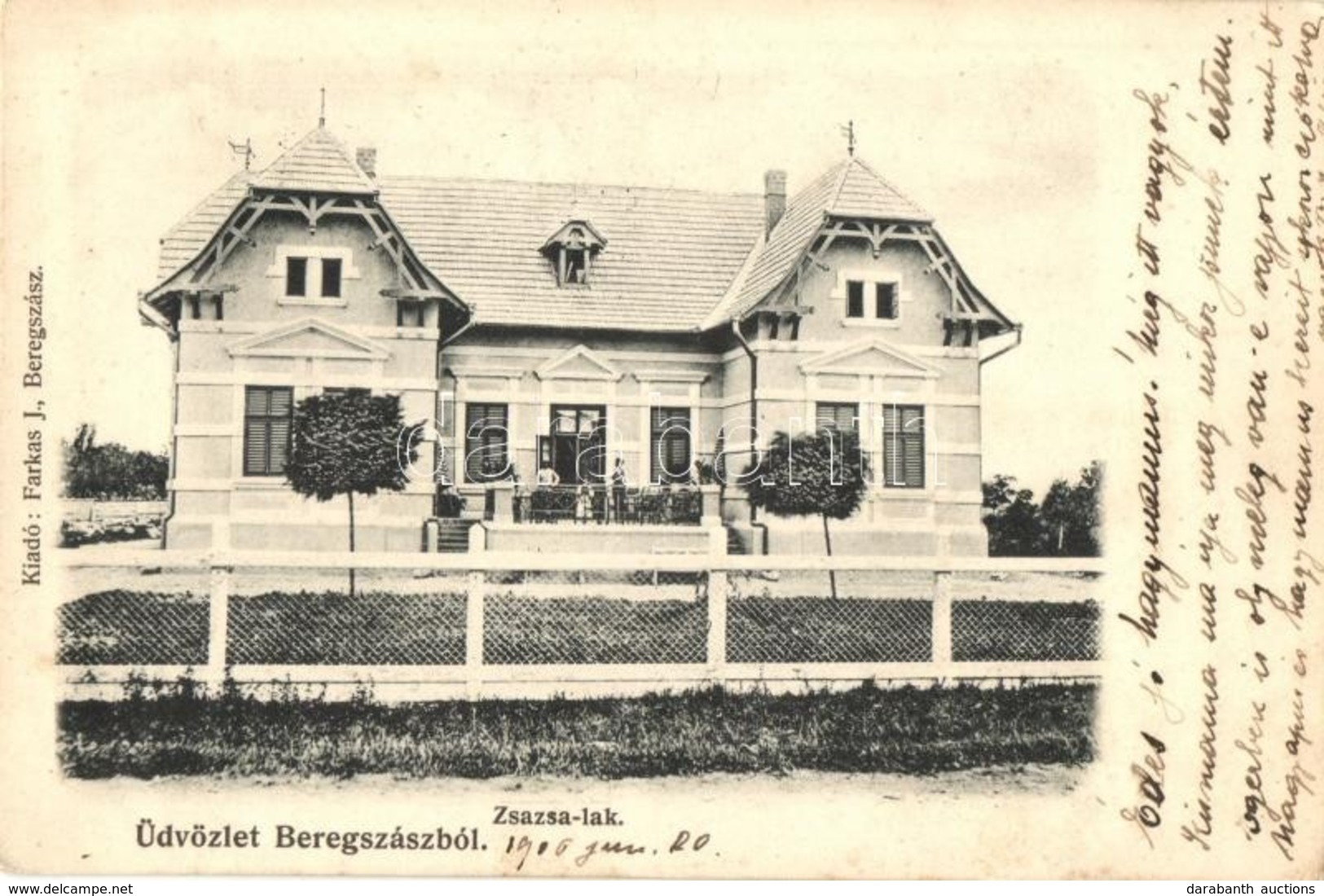 T2/T3 1906 Beregszász, Berehove; Zsazsa Lak. Kiadja Farkas J. / Villa (EK) - Zonder Classificatie