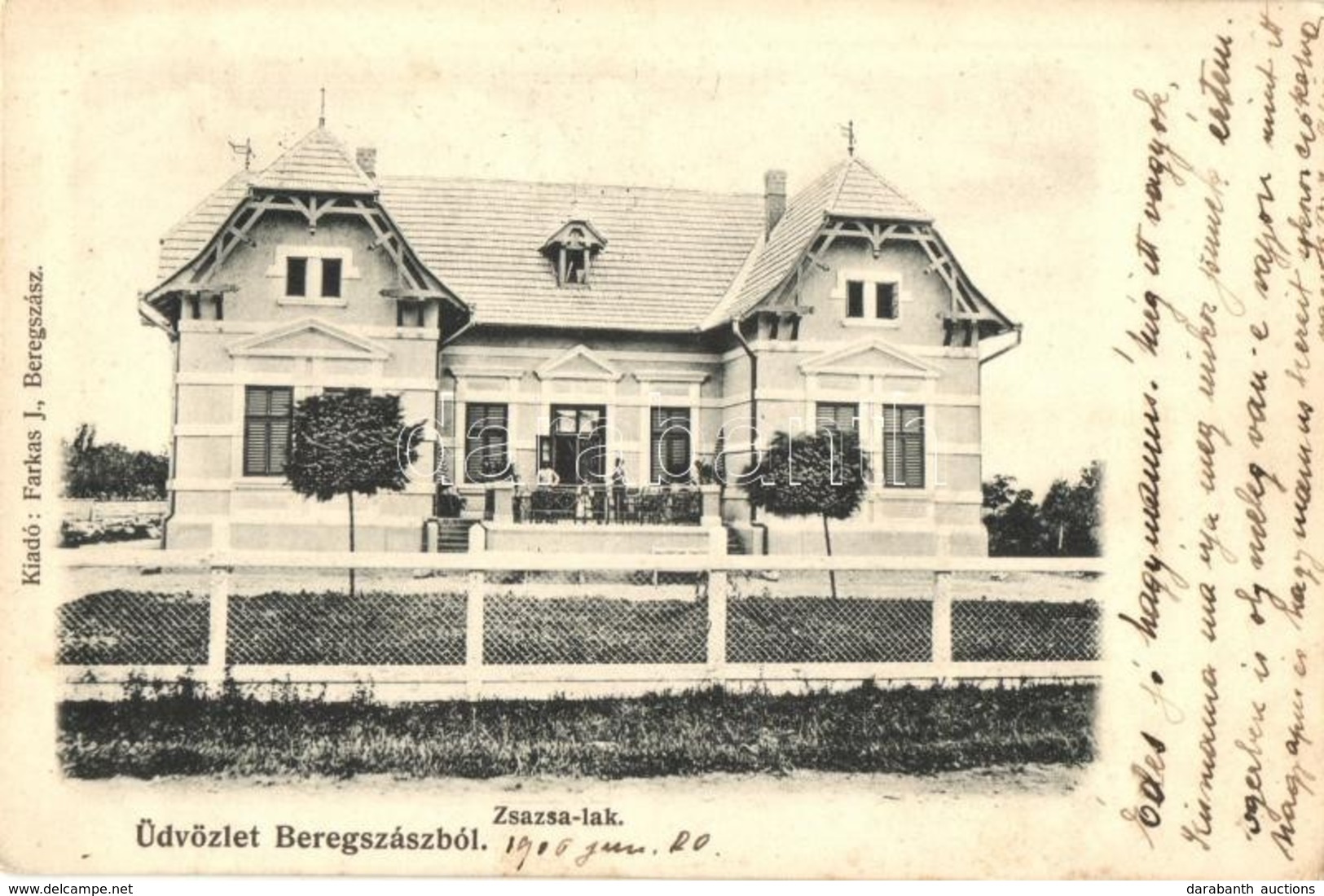 T2/T3 1906 Beregszász, Berehove; Zsazsa Lak. Kiadja Farkas J. / Villa (EK) - Non Classés