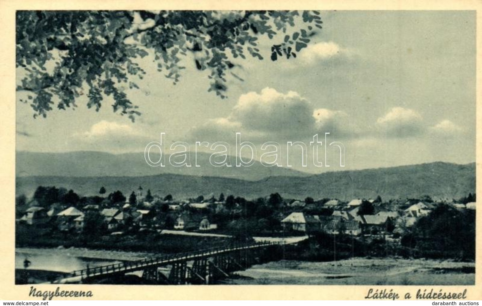 * T2/T3 Nagyberezna, Velykyi Bereznyi, Velky Berezny; Látkép, Fahíd. Kiadja Moskovits Izidor / General View, Wooden Brid - Non Classés